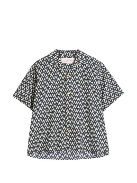 printed button-up bowling shirt
