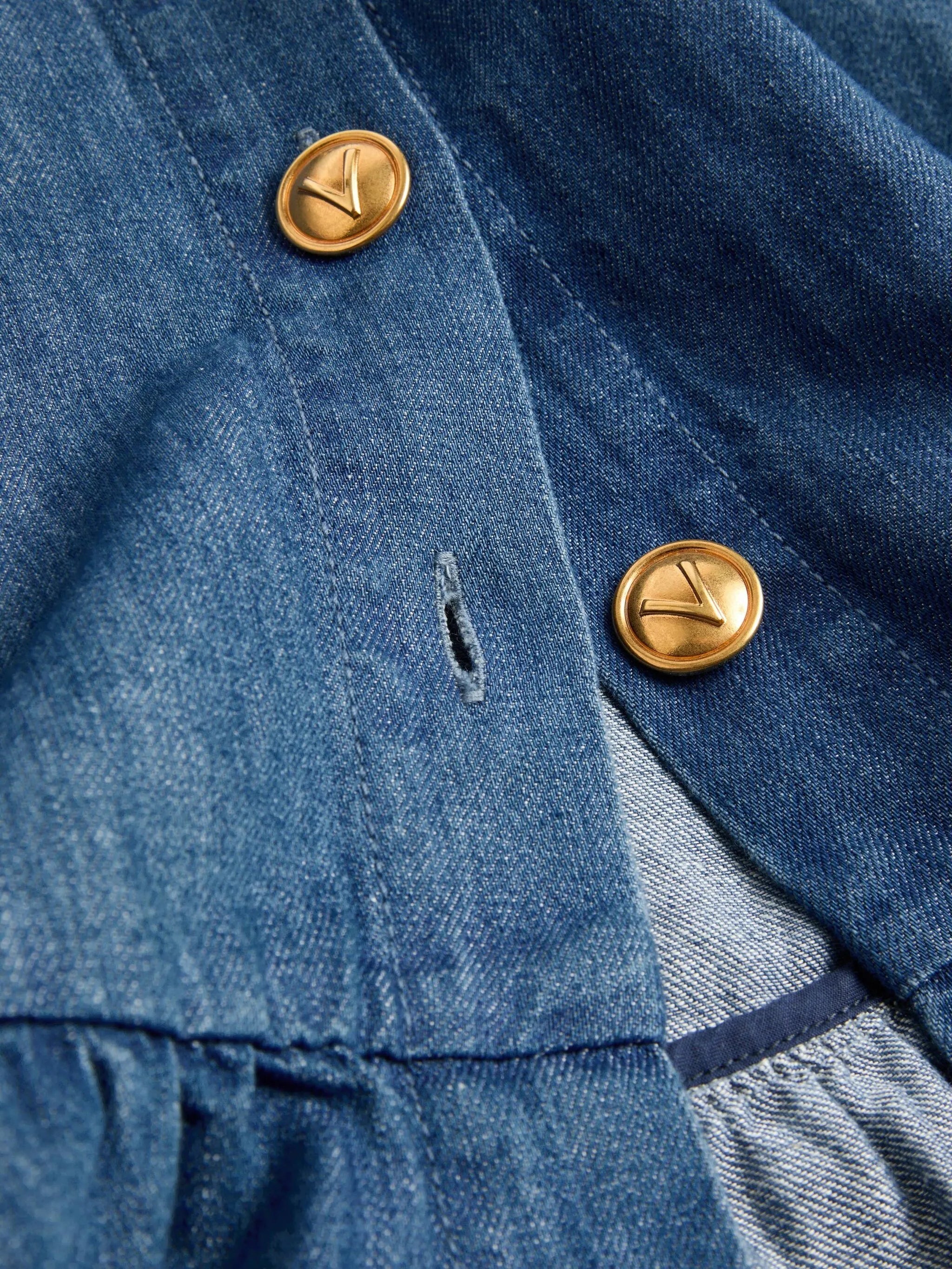 lightweight denim cotton midi skirt