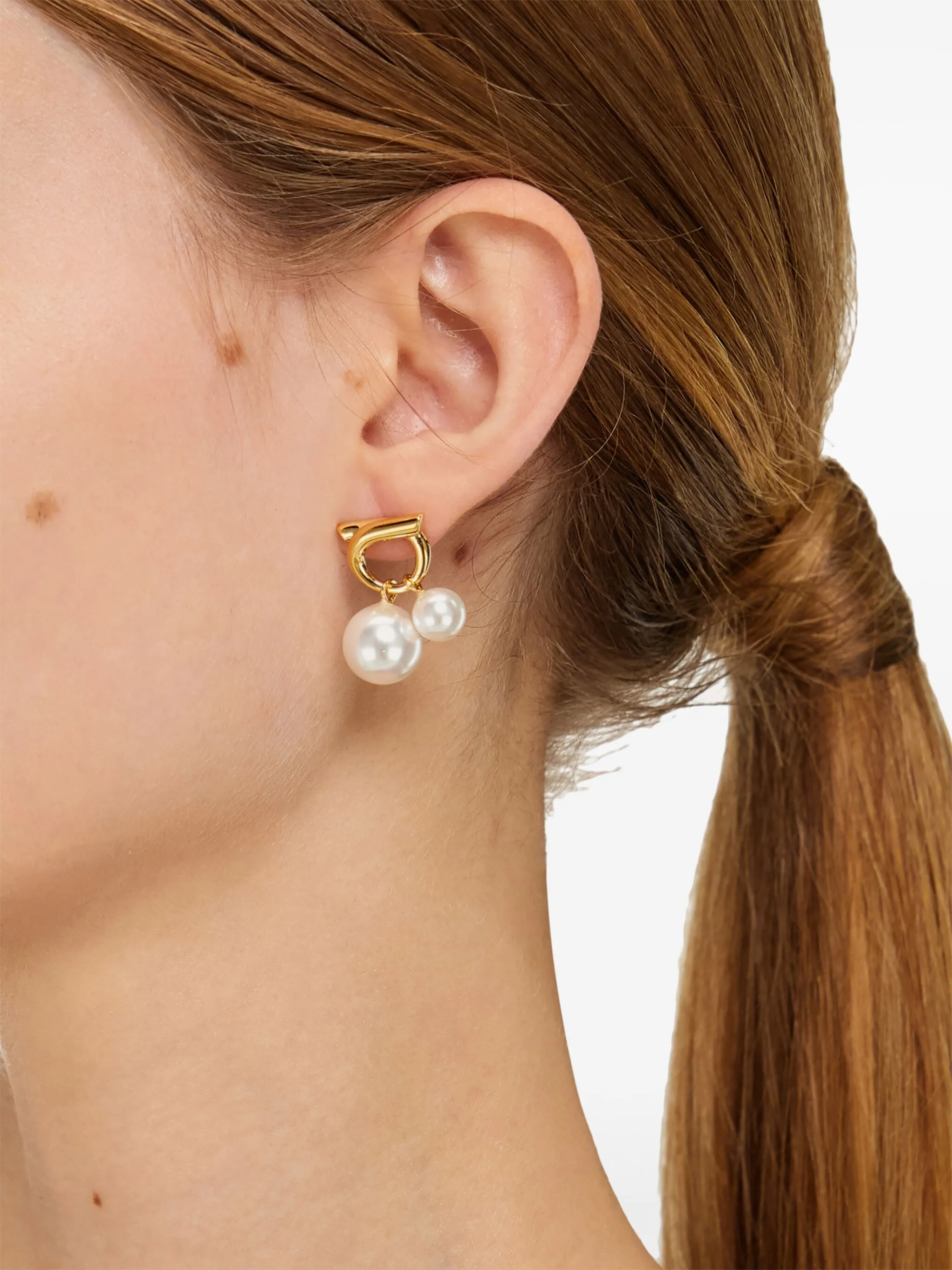 double pearl earrings