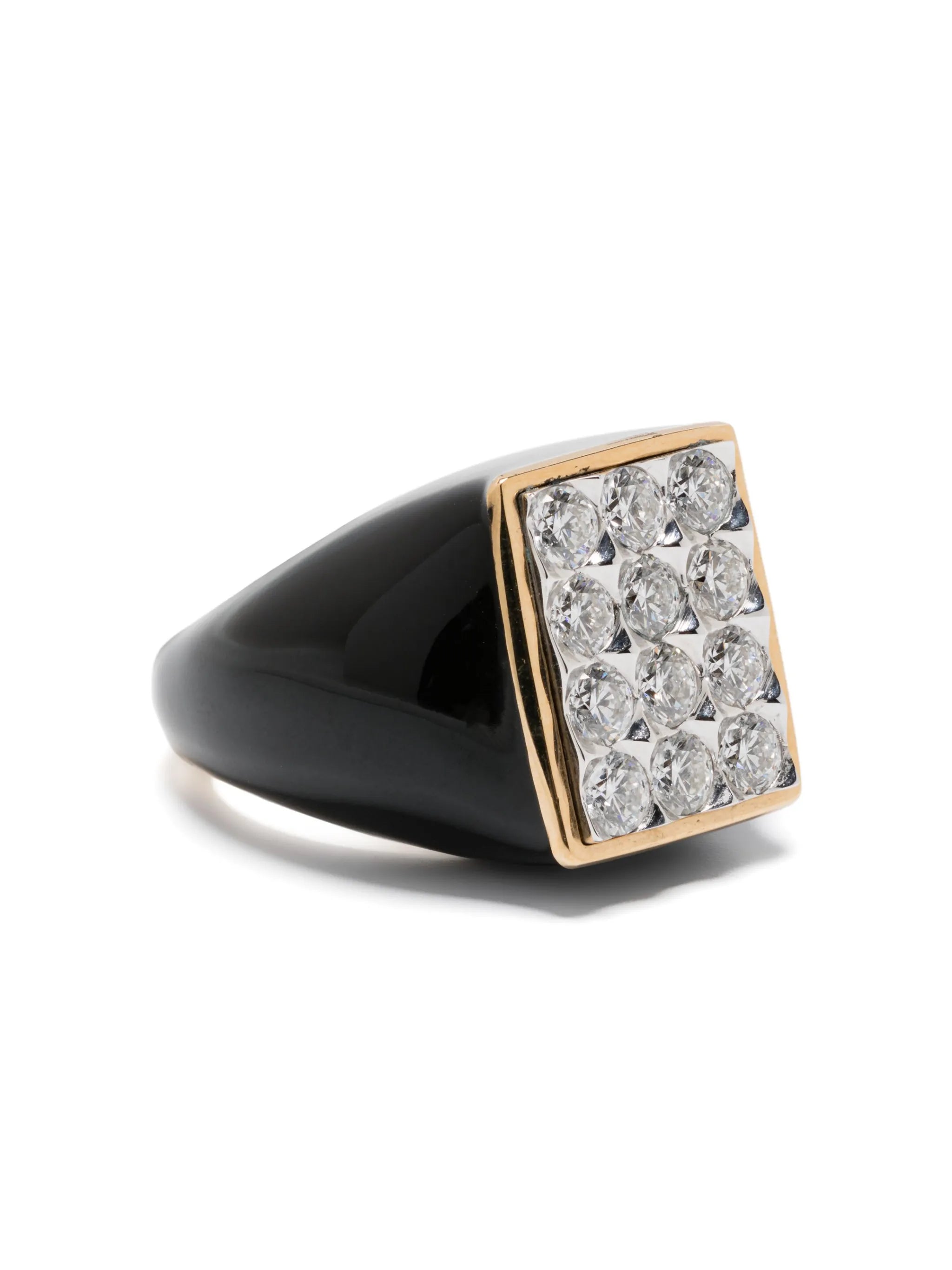 18CT yellow gold Tuxedo diamond signet ring