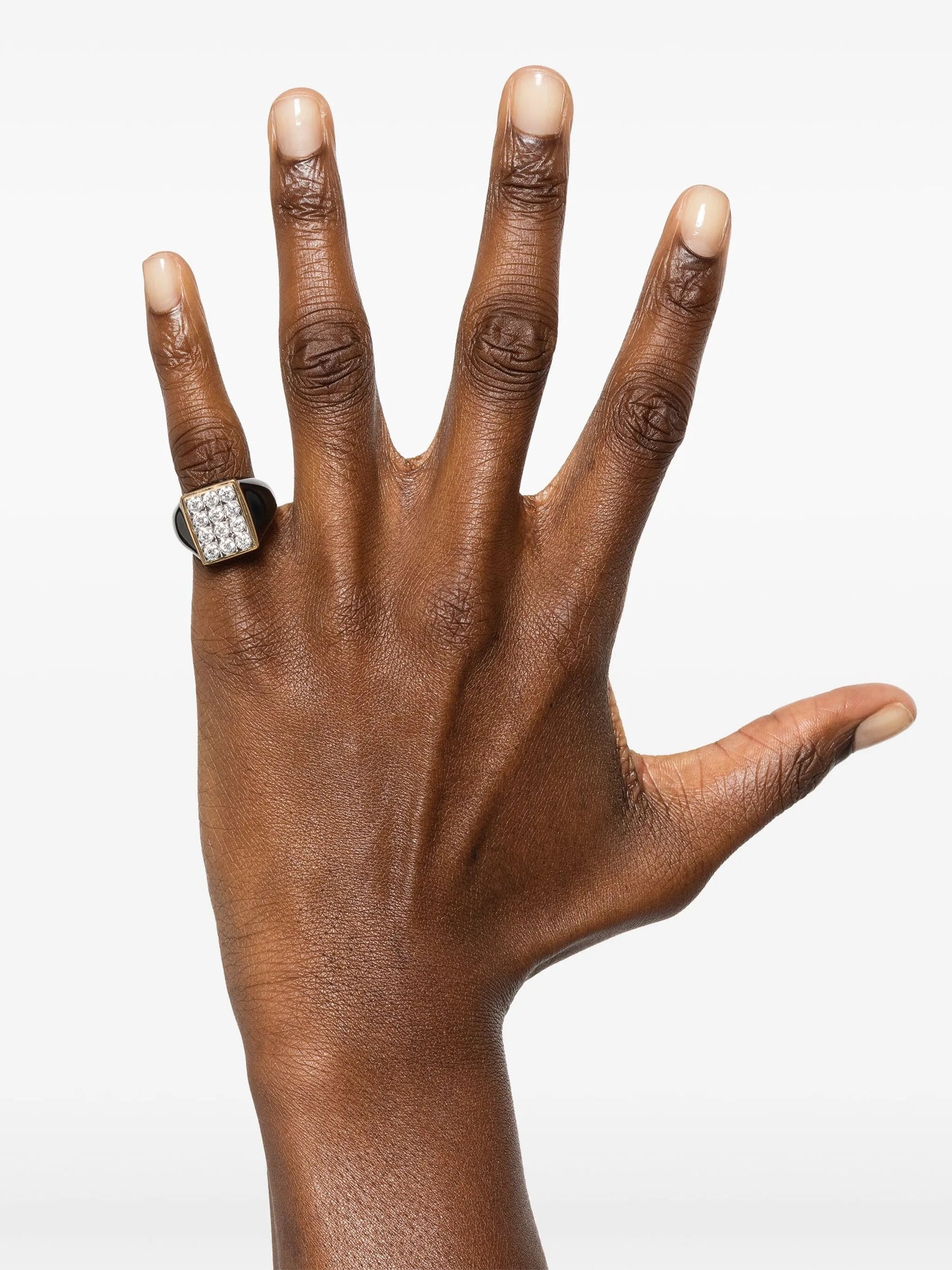 18CT yellow gold Tuxedo diamond signet ring
