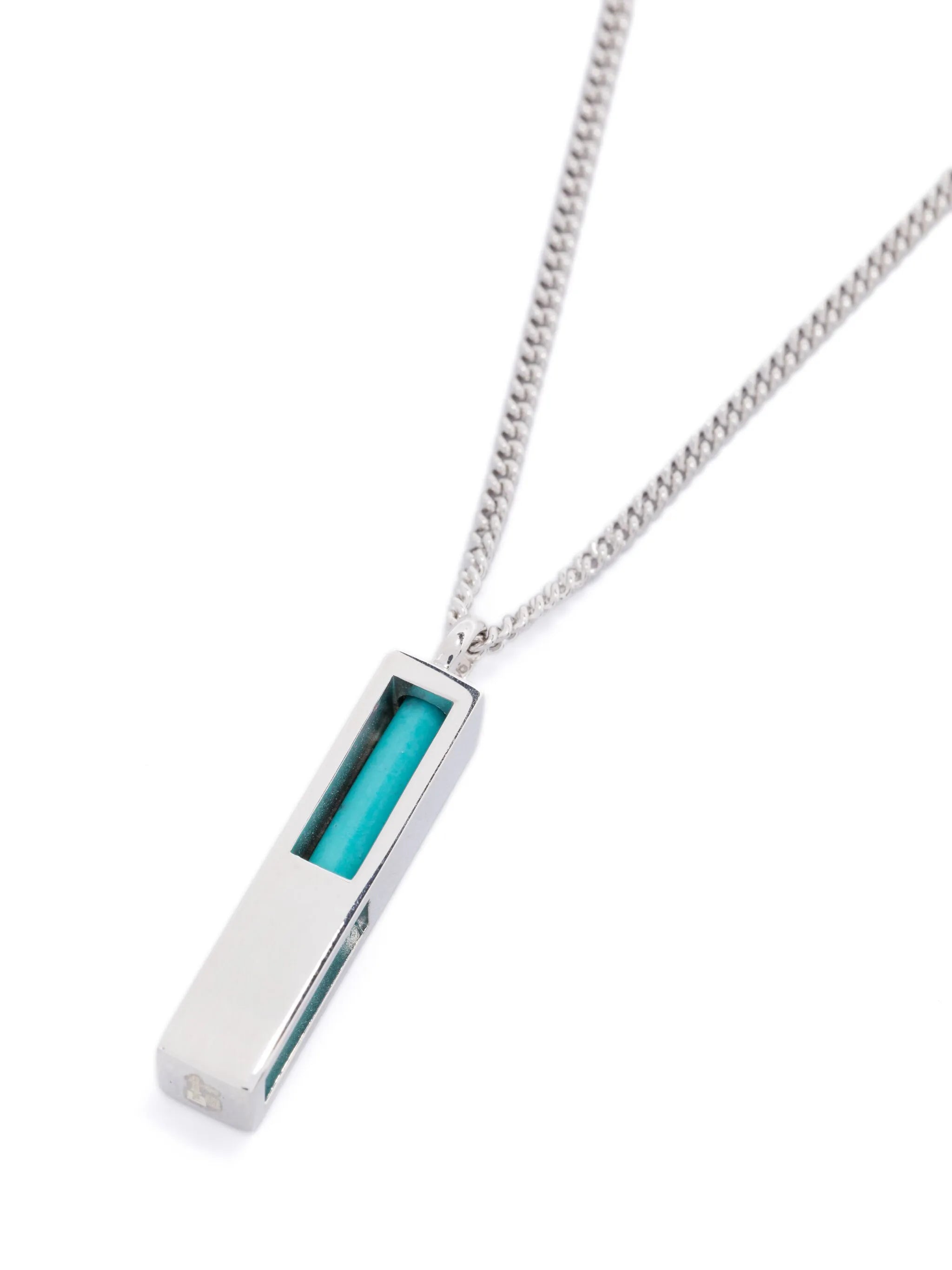 Cube-pendant turquoise necklace