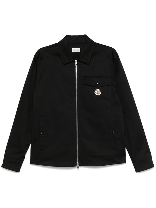 zip-up gabardine shirt jacket