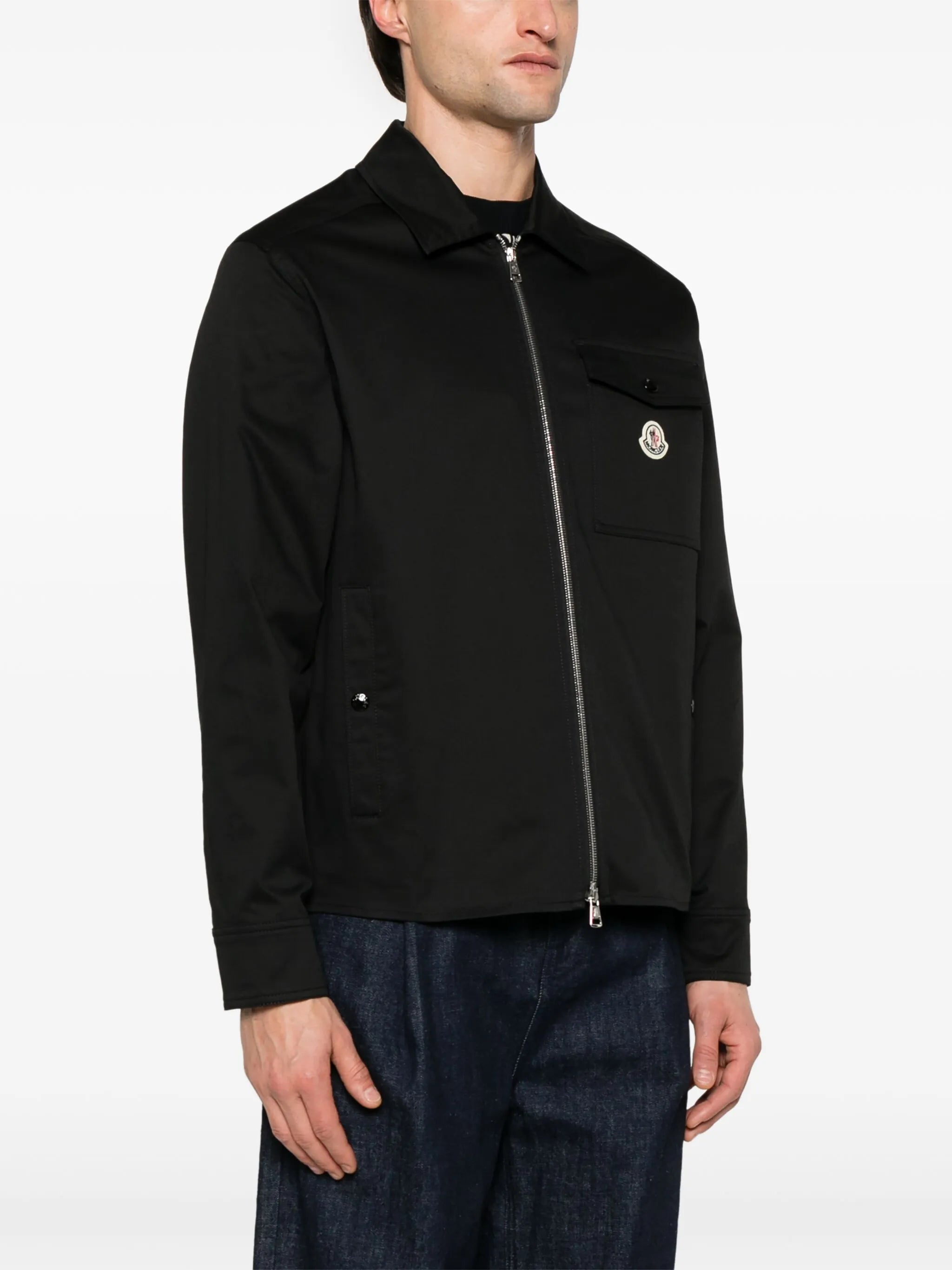 zip-up gabardine shirt jacket