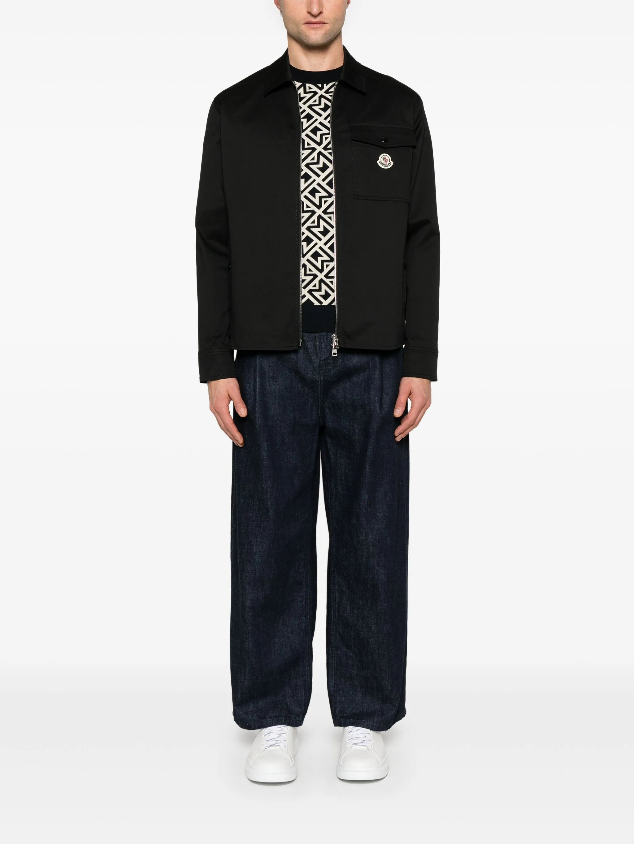 zip-up gabardine shirt jacket