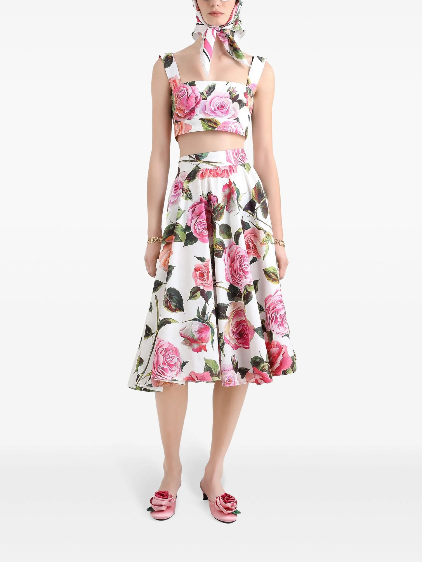 floral-print midi skirt