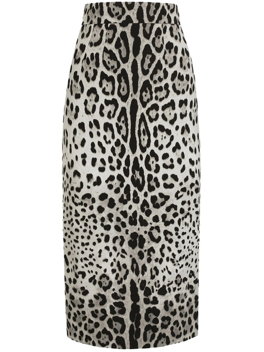 leopard-print midi skirt
