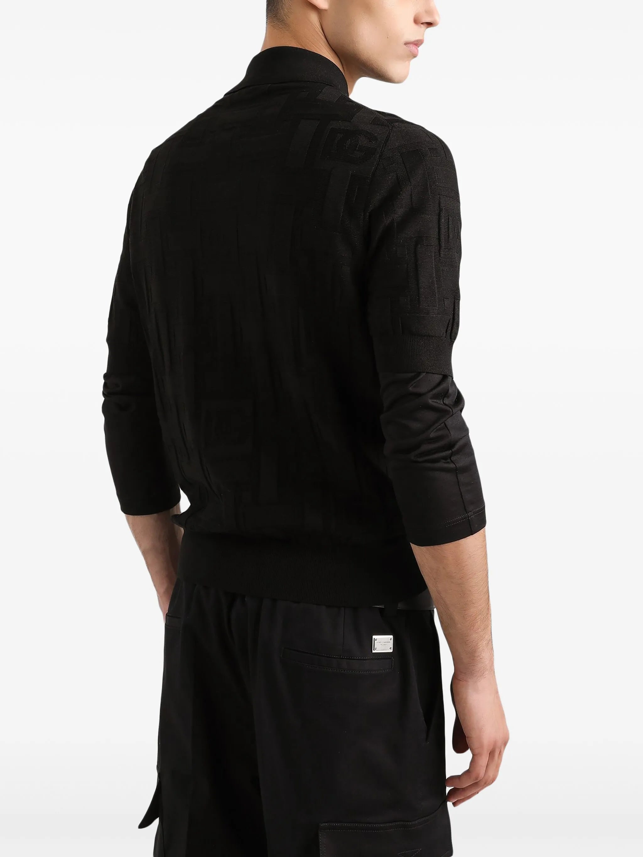 logo-jacquard polo shirt