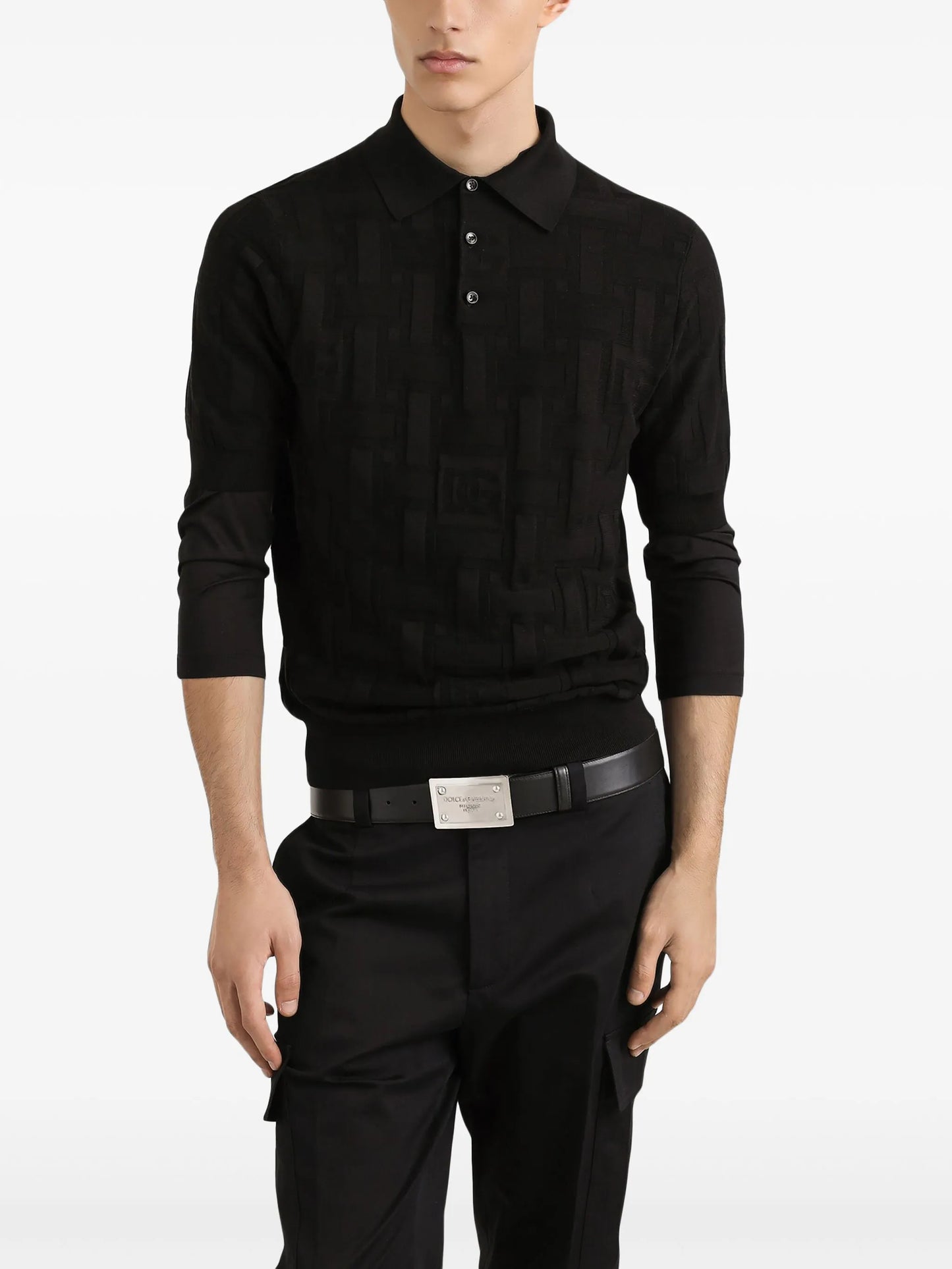 logo-jacquard polo shirt