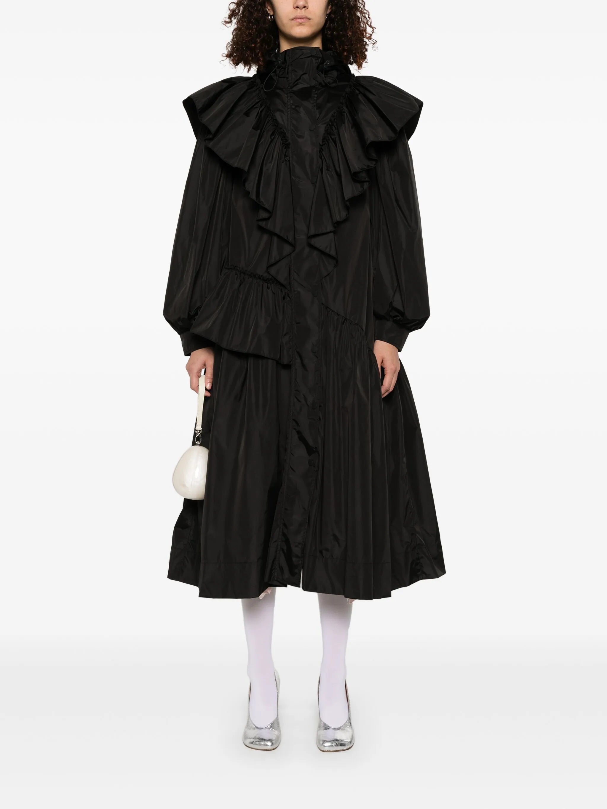 ruffle-detail coat