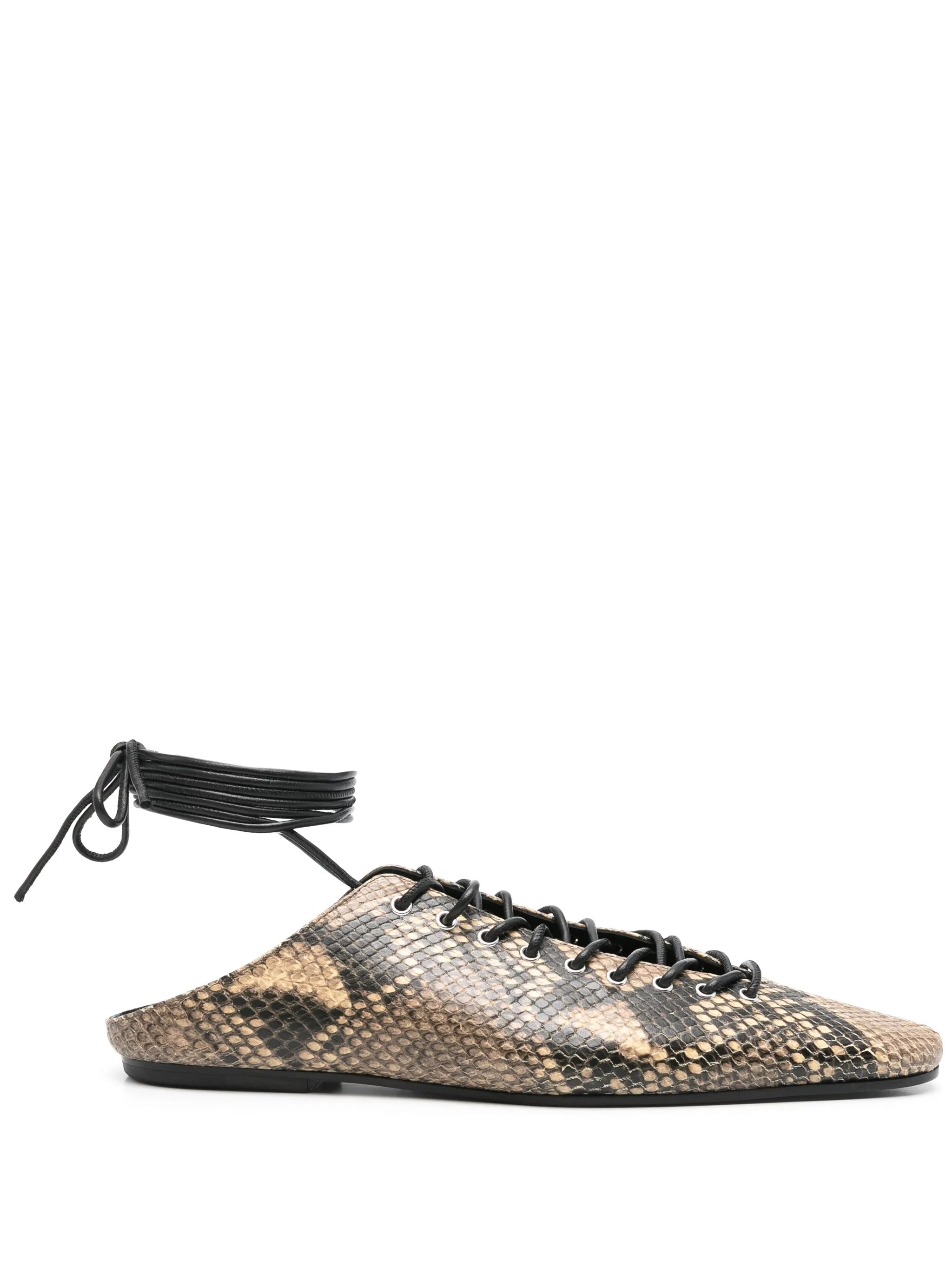snakeskin-printed pumps