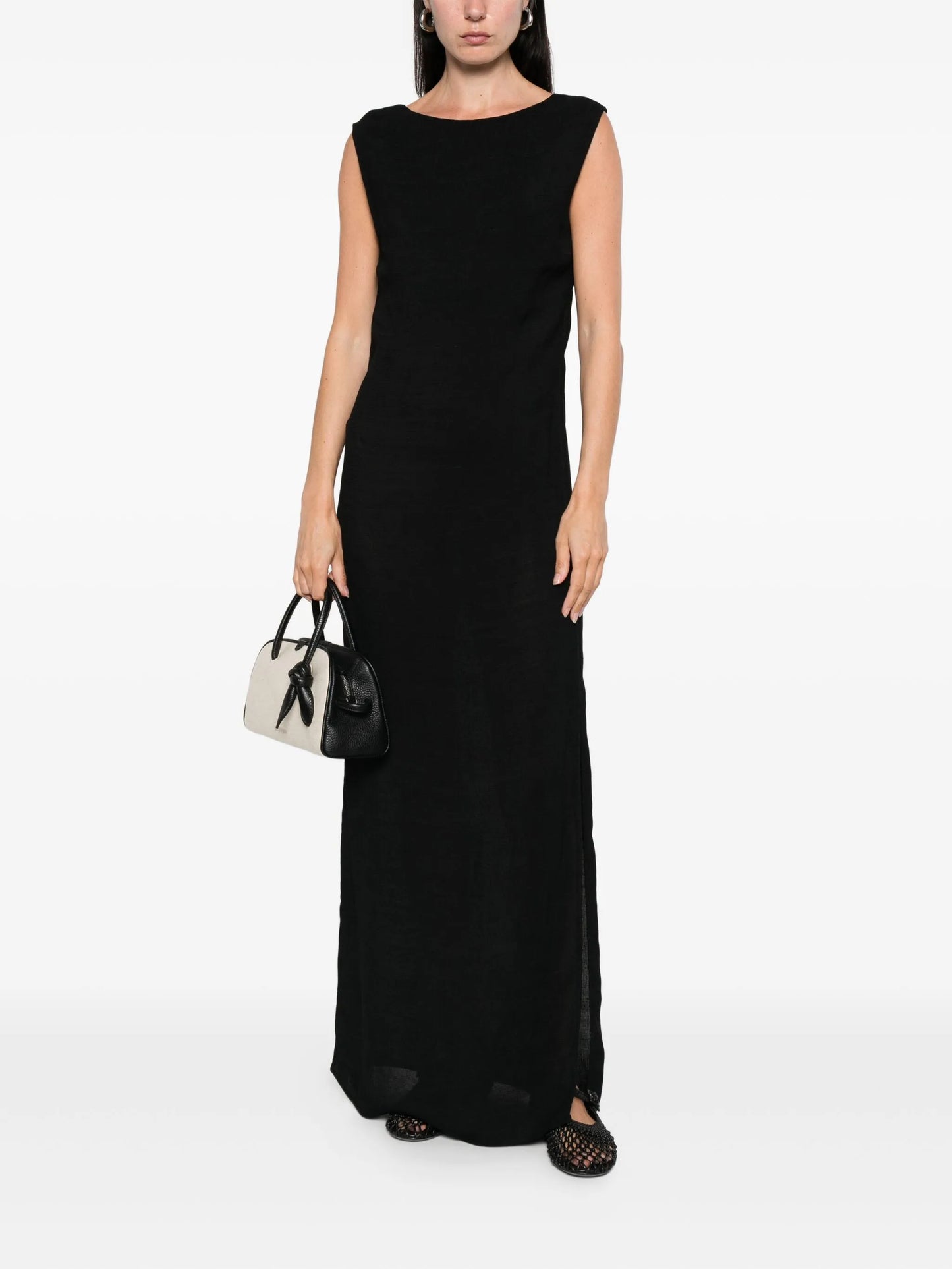 cowl-back maxi dress