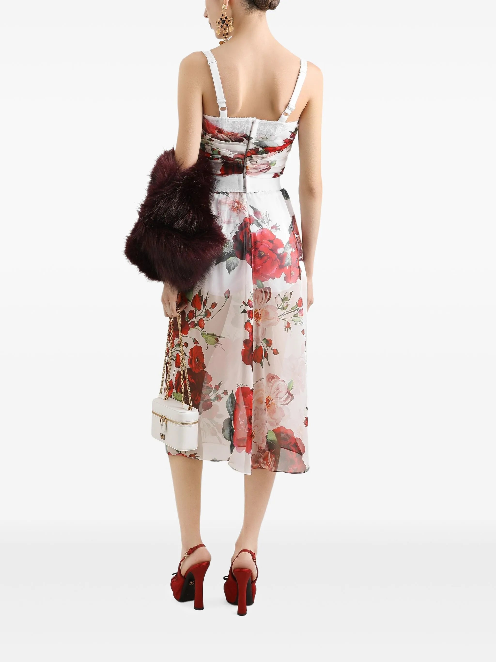floral-print midi skirt