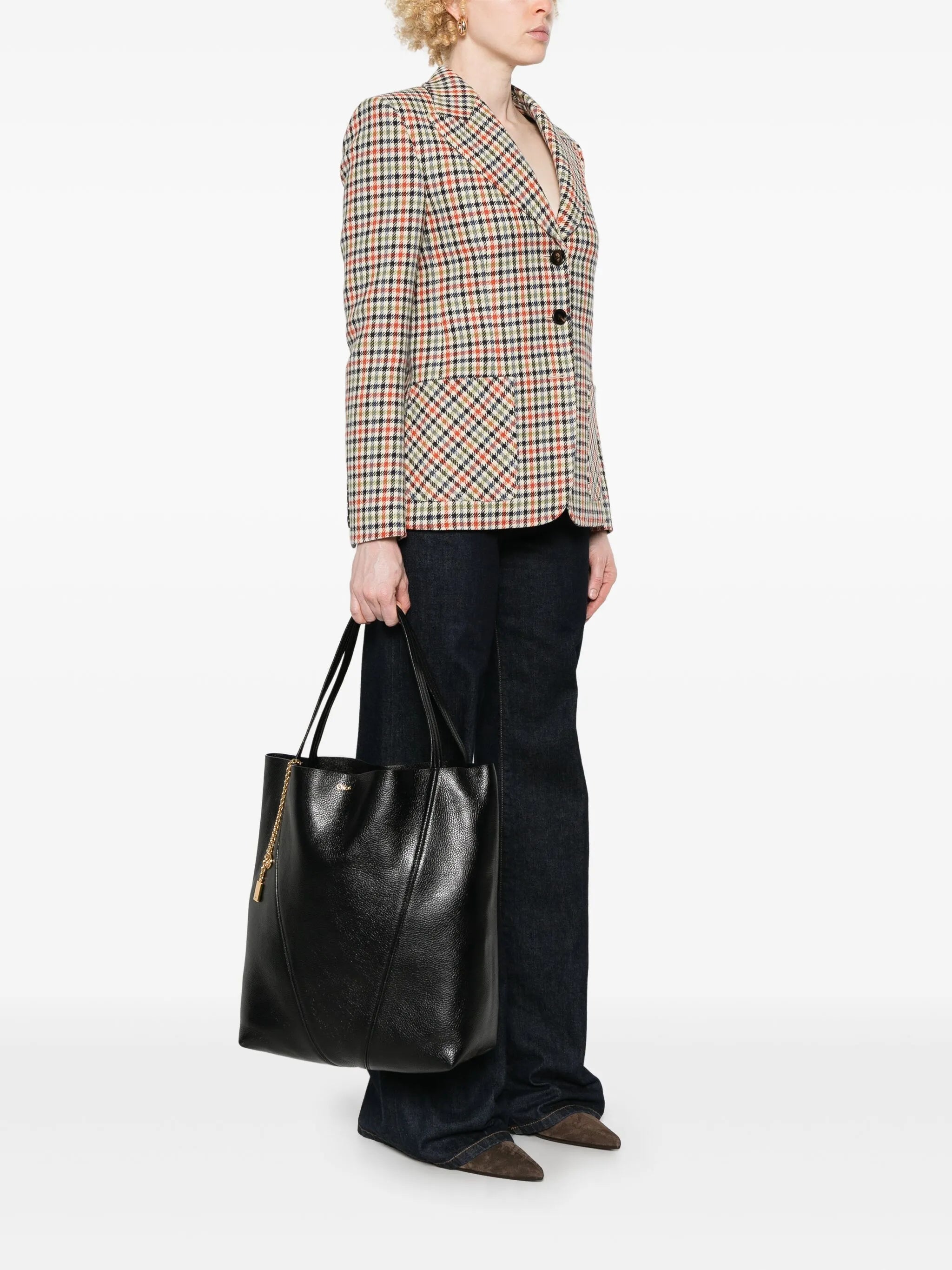 large spin leather tote bag