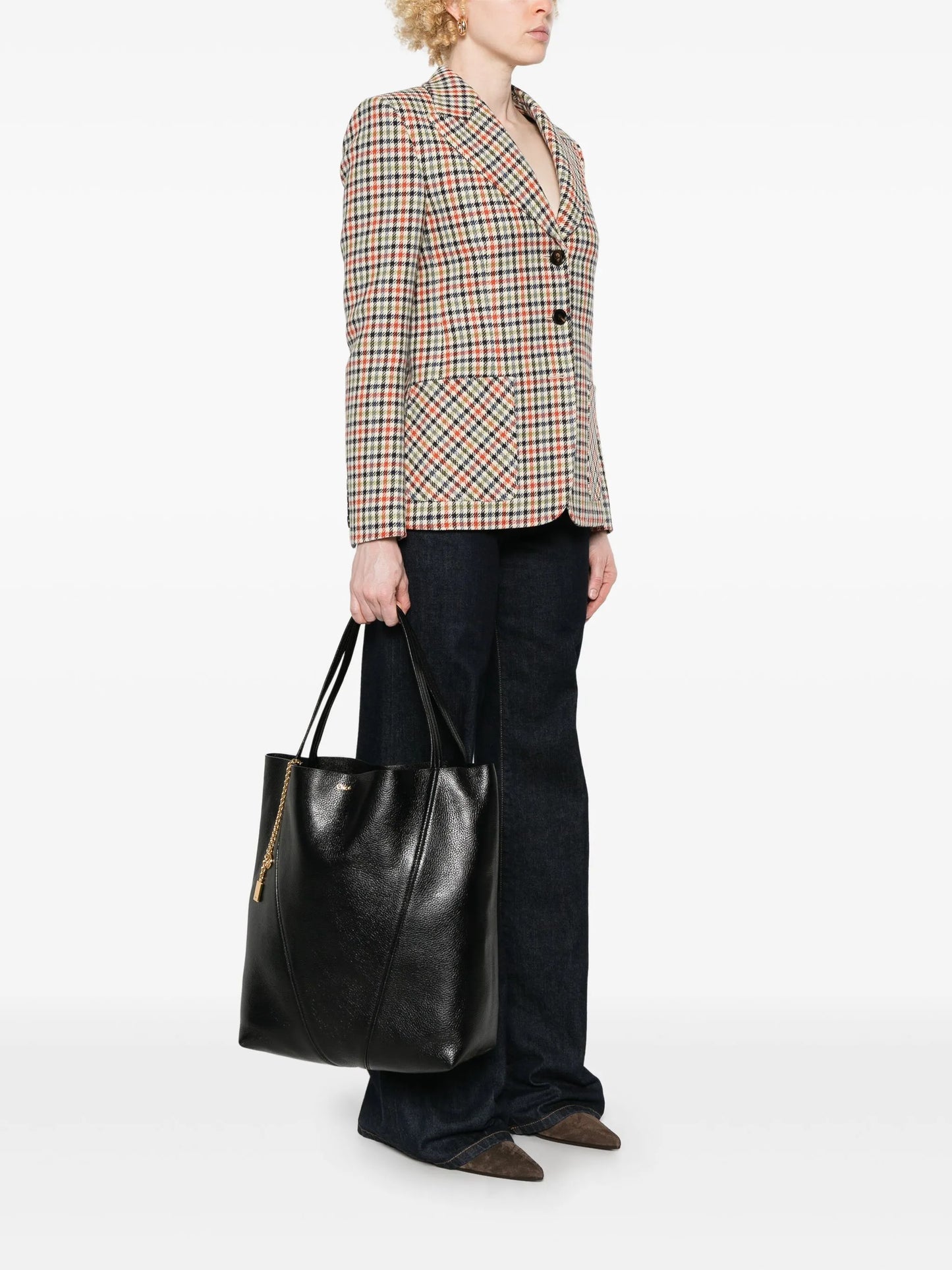 large spin leather tote bag
