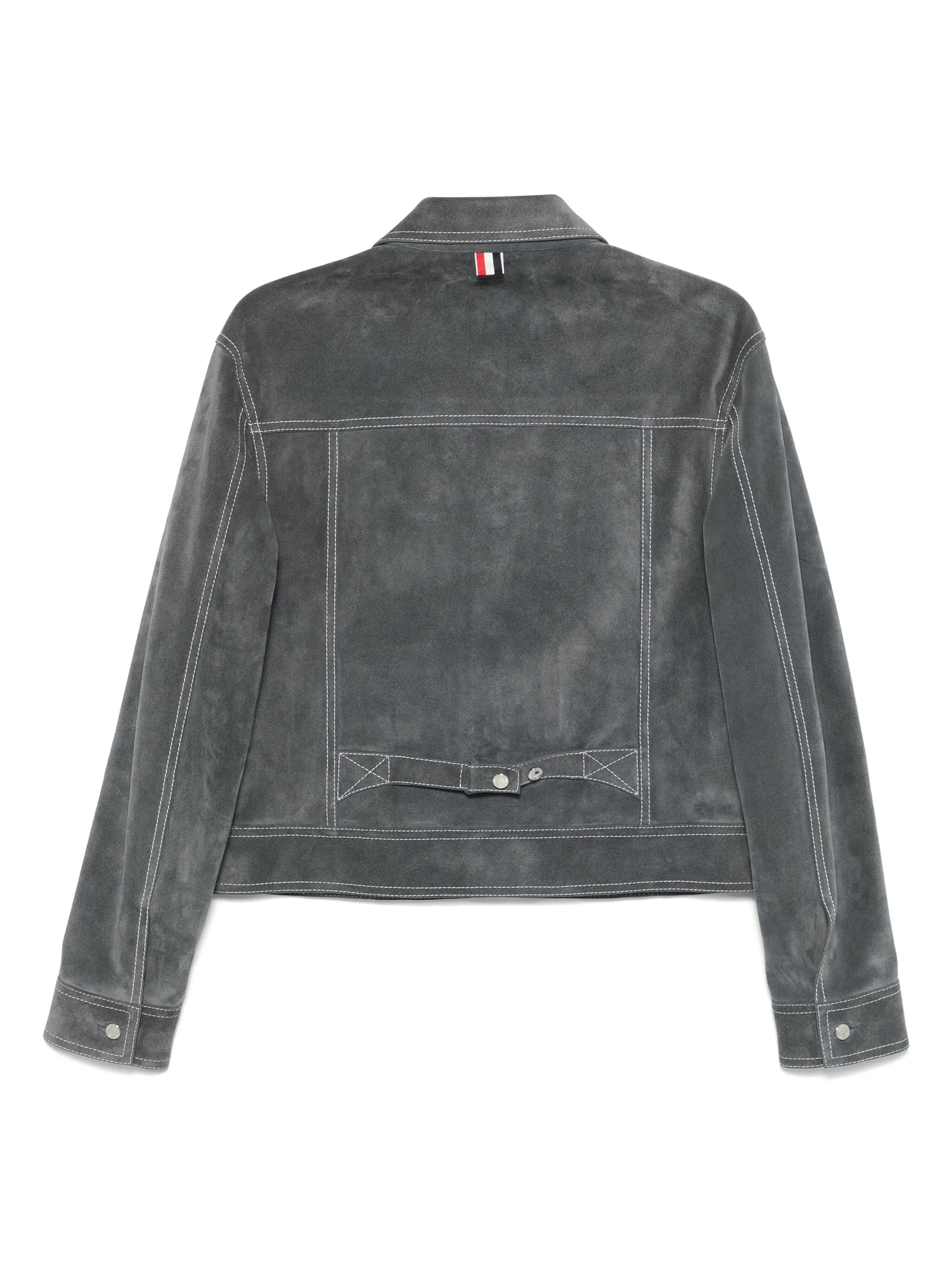 contrast-stitch suede jacket