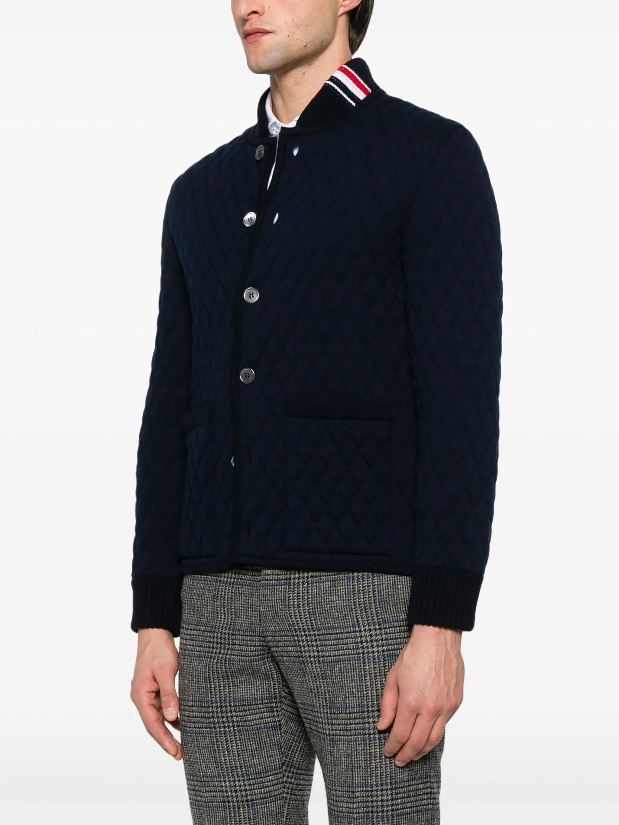 stripe-detail intarsia jacquard jacket