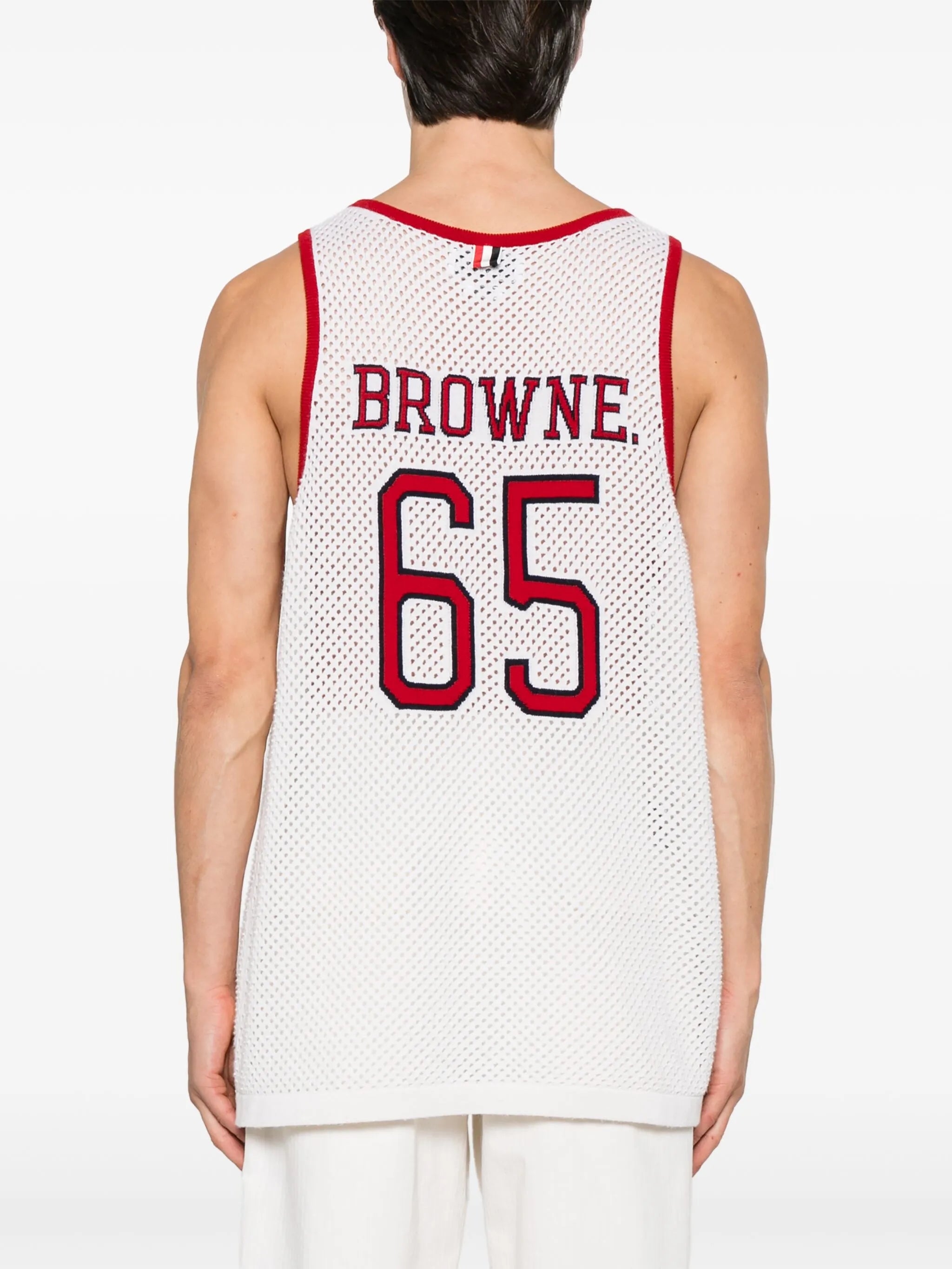 intarsia cashmere mesh basketball jersey