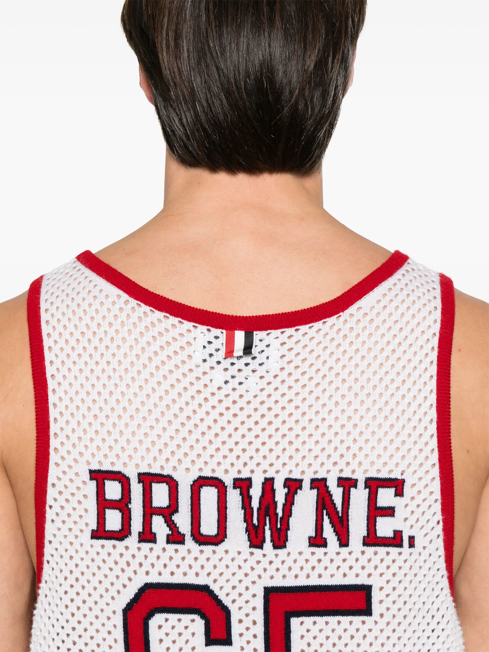 intarsia cashmere mesh basketball jersey
