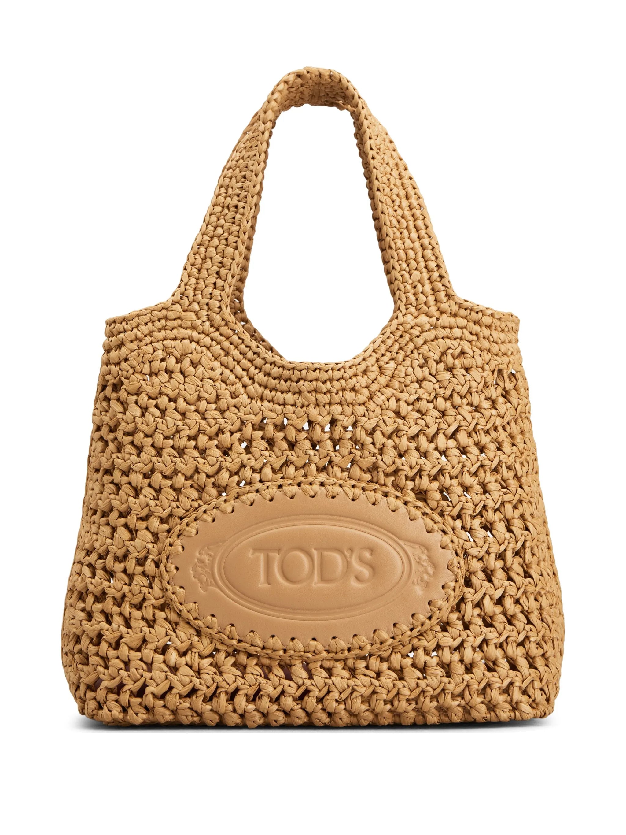mini leather-raffia shopping bag
