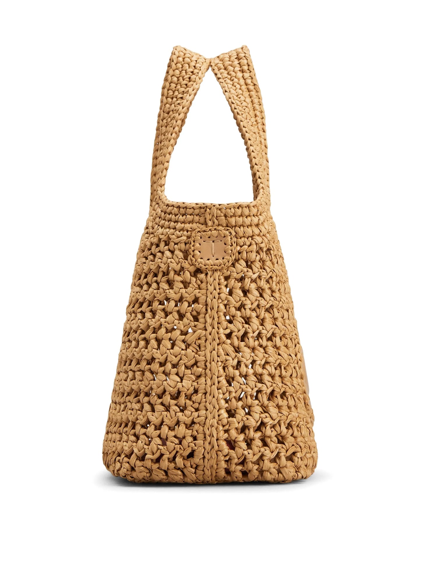 mini leather-raffia shopping bag