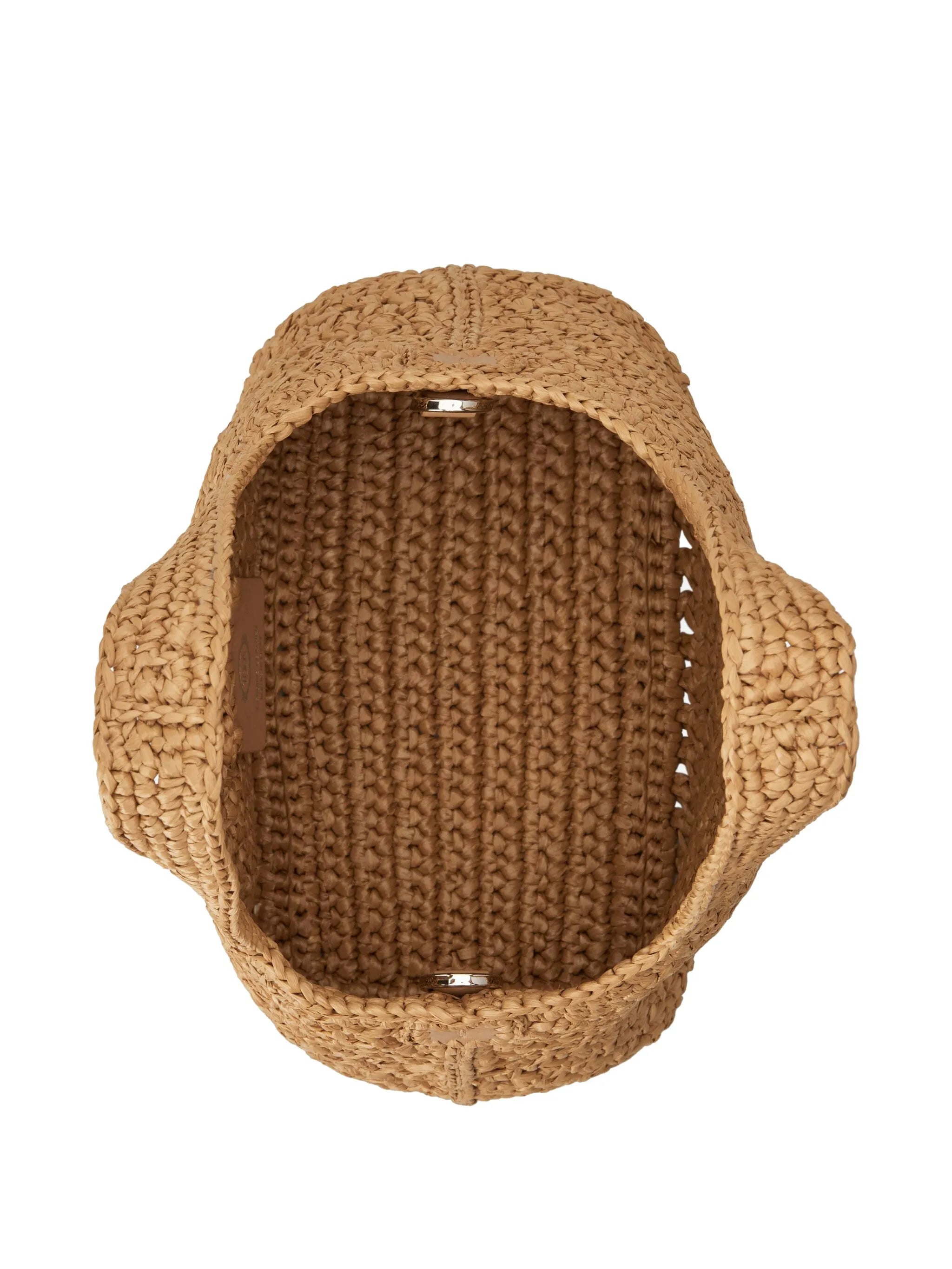 mini leather-raffia shopping bag