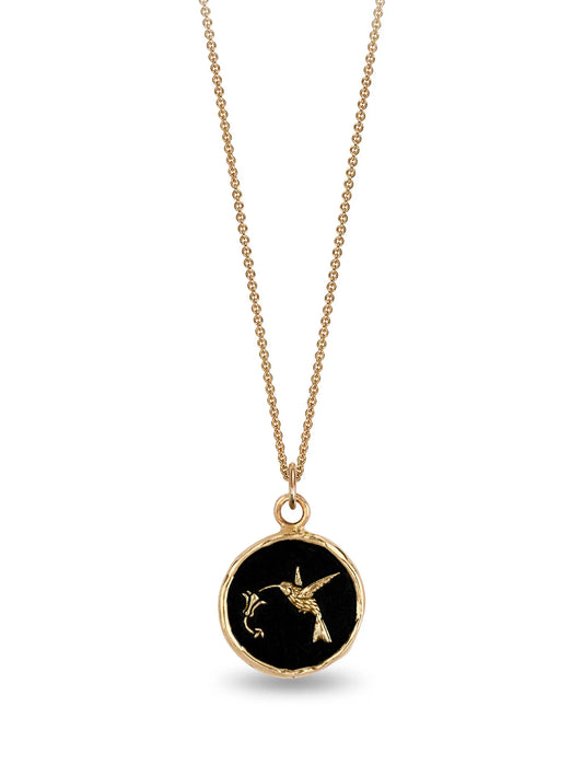 14K yellow gold Hummingbird Talisman pendant necklace