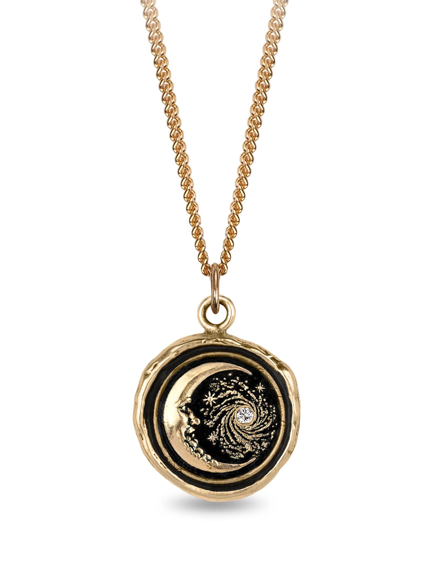 14CT yellow gold Trust the Universe Talisman diamond pendant necklace