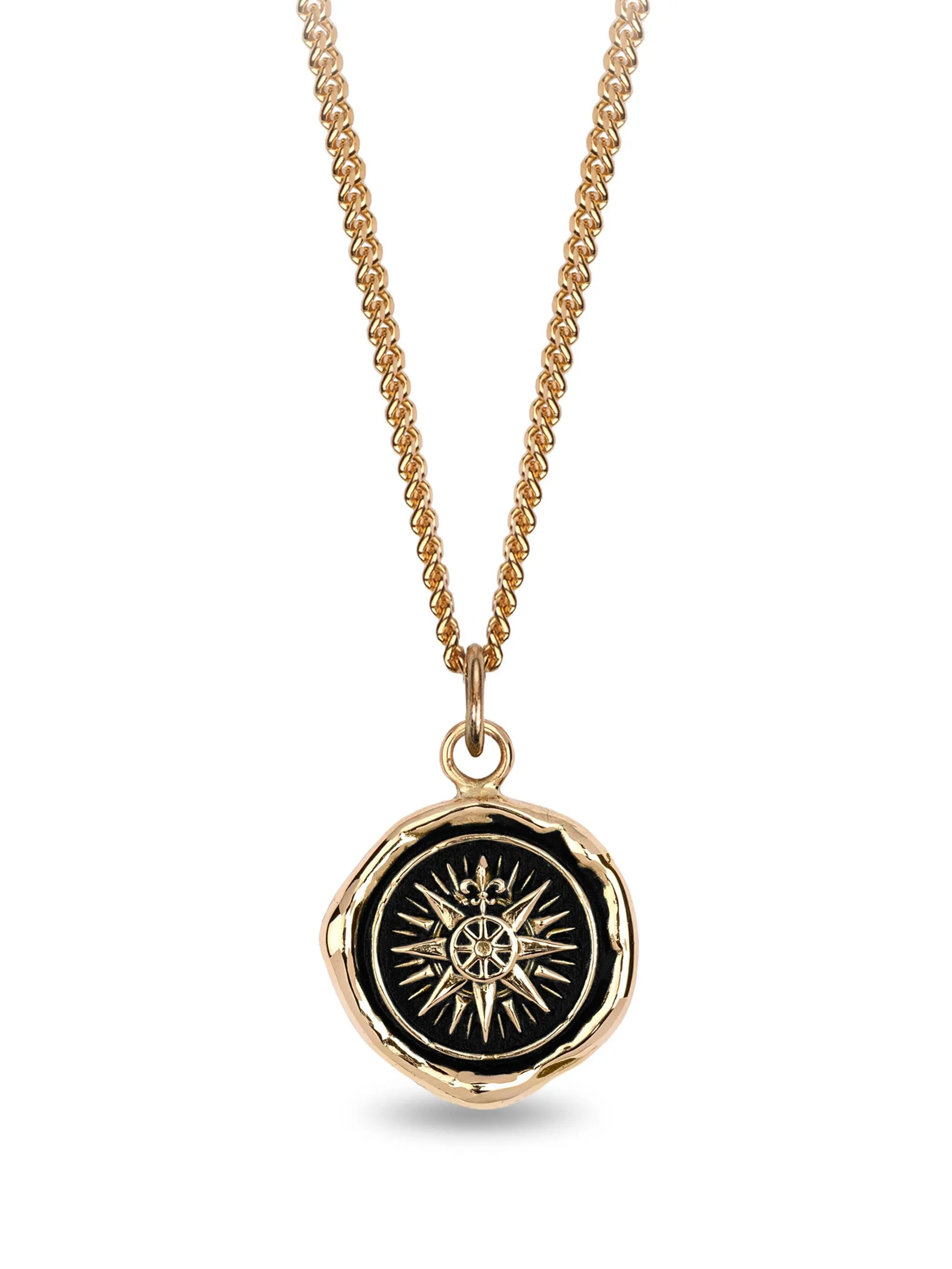 14CT yellow gold Direction Talisman pendant necklace