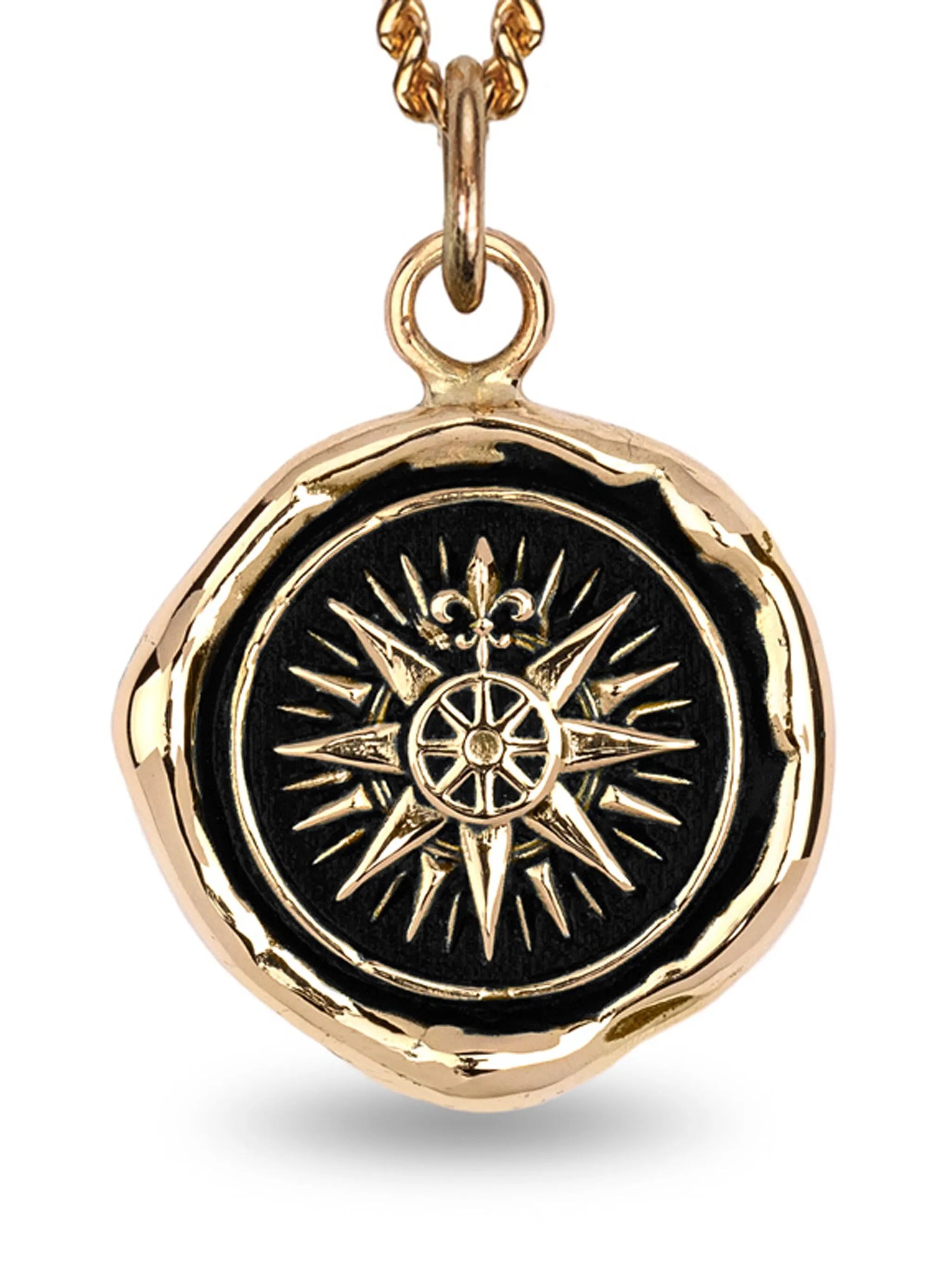14CT yellow gold Direction Talisman pendant necklace