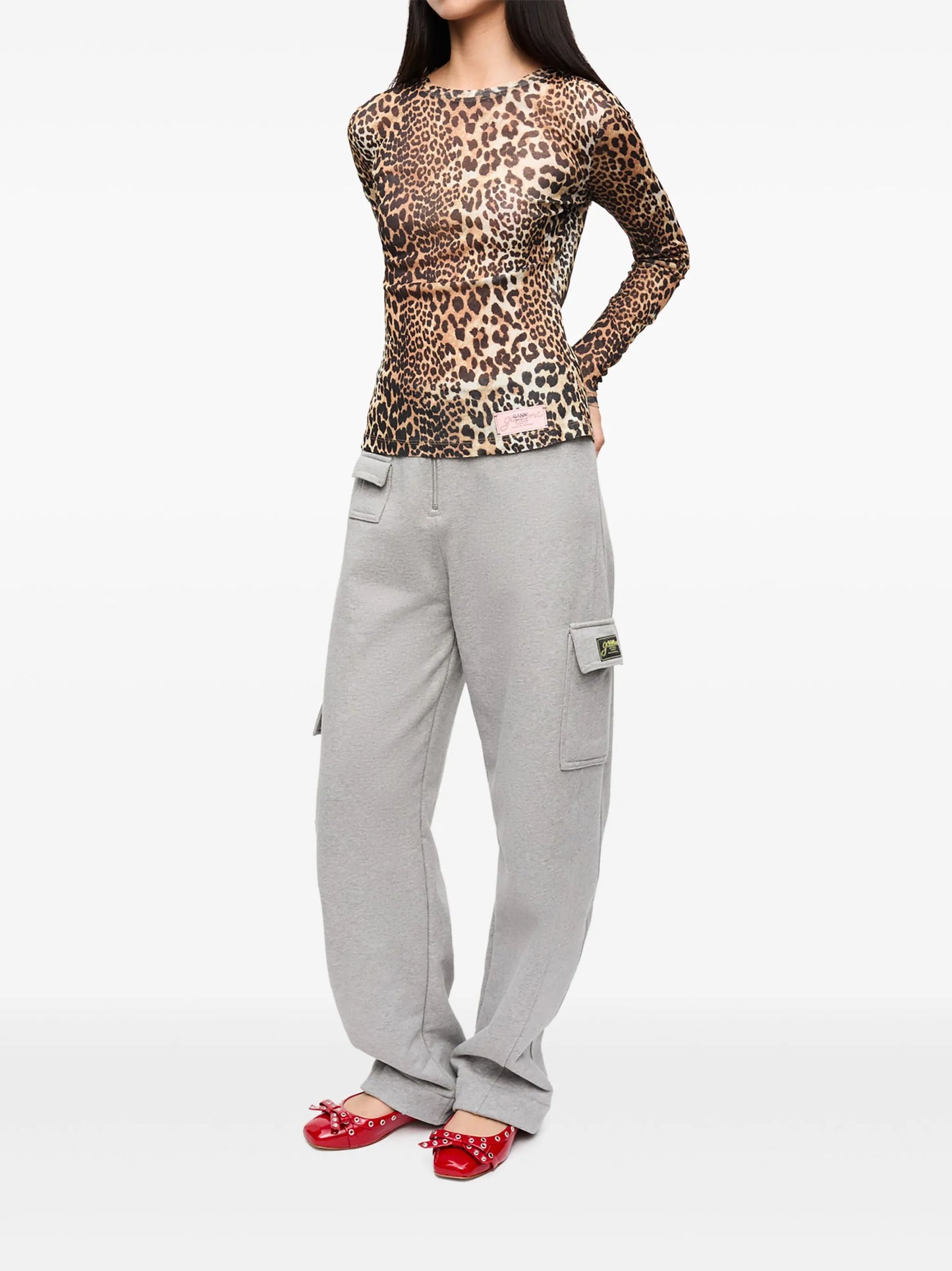 leopard-print long-sleeve T-shirt