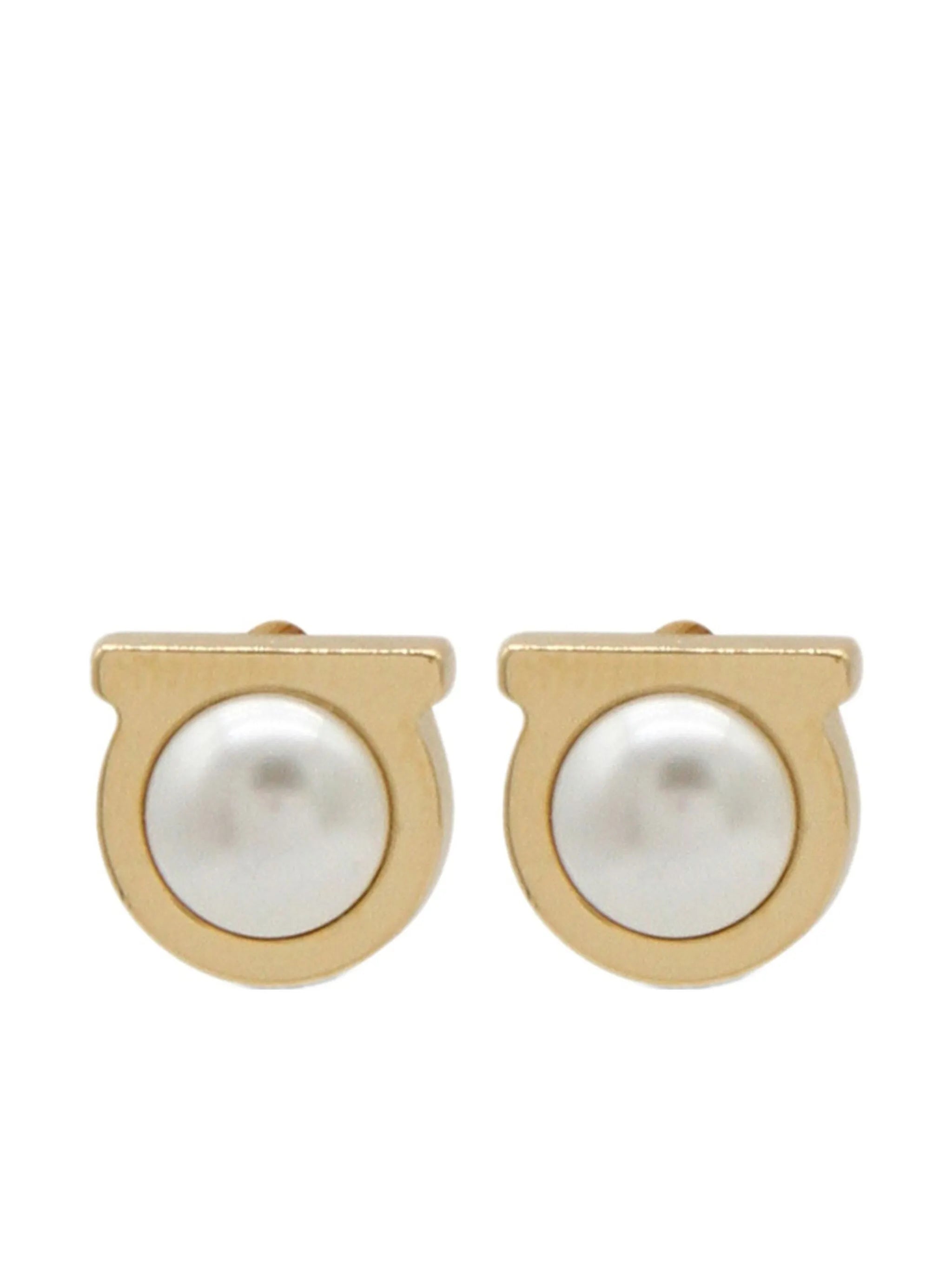Gancini glass-pearl earrings