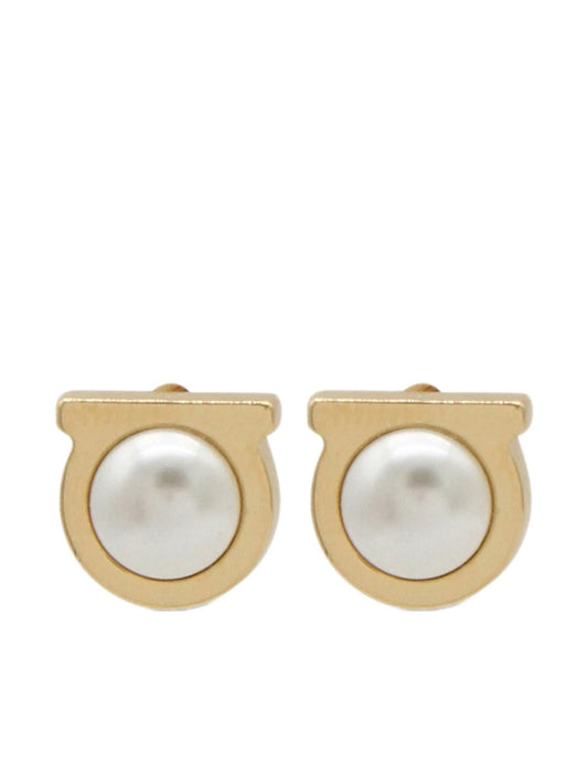 Gancini glass-pearl earrings