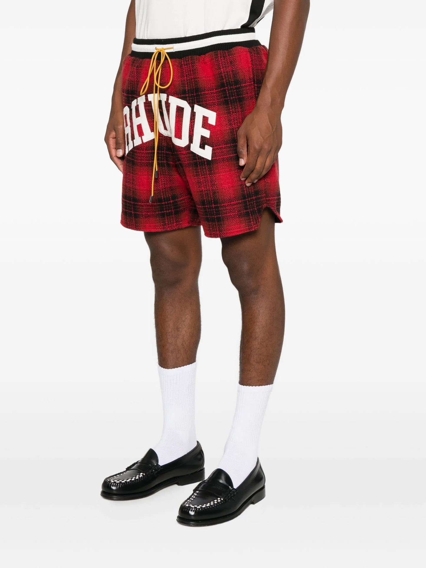 collegiate logo plaid shorts