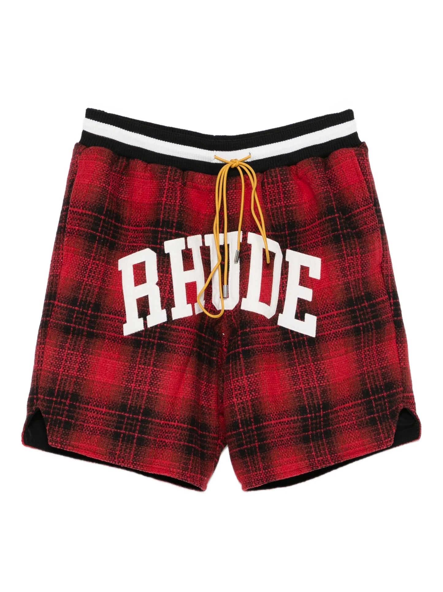 collegiate logo plaid shorts