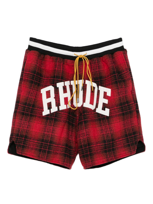collegiate logo plaid shorts