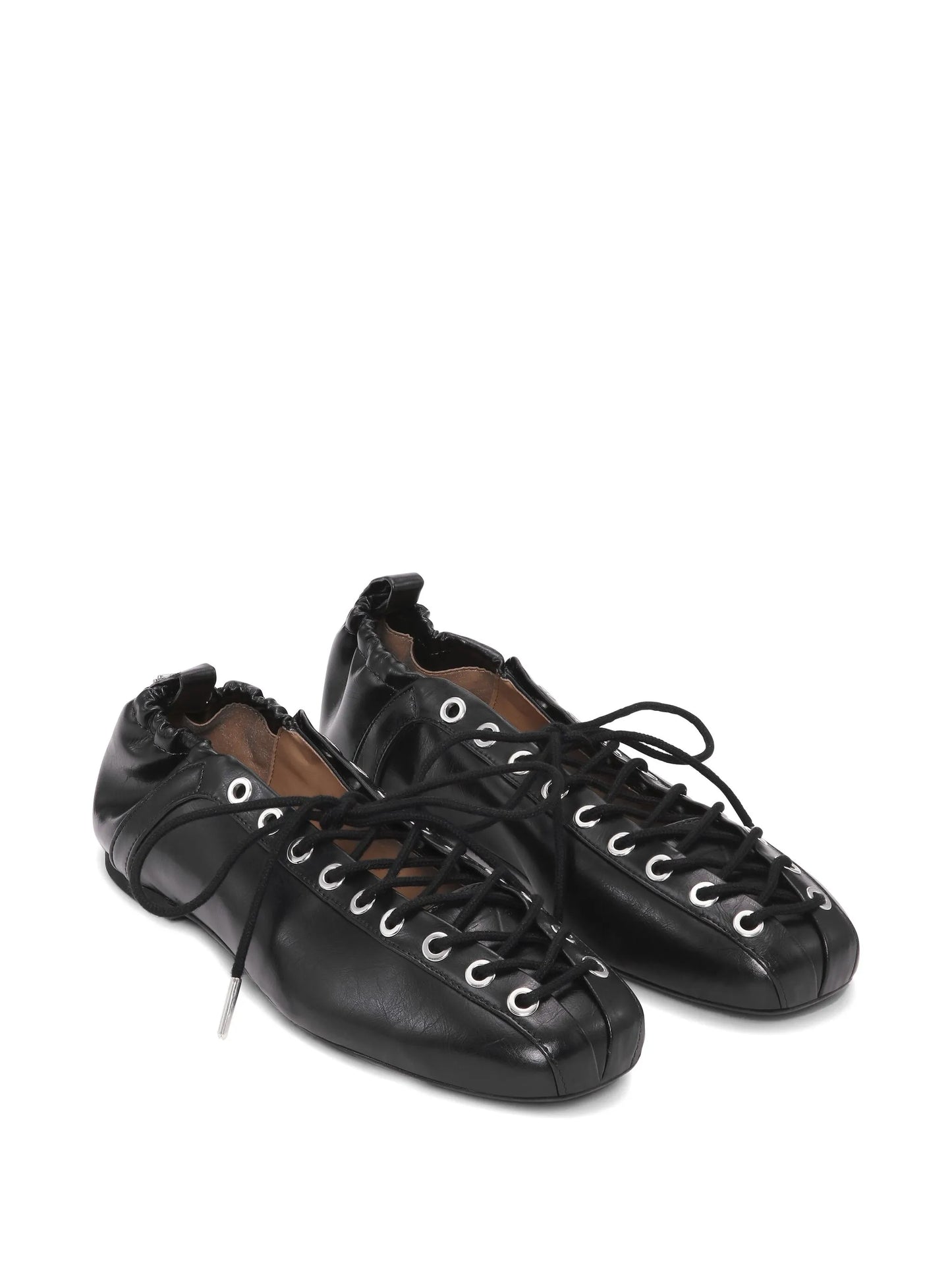 eyelet-embellished lace-up ballet flats