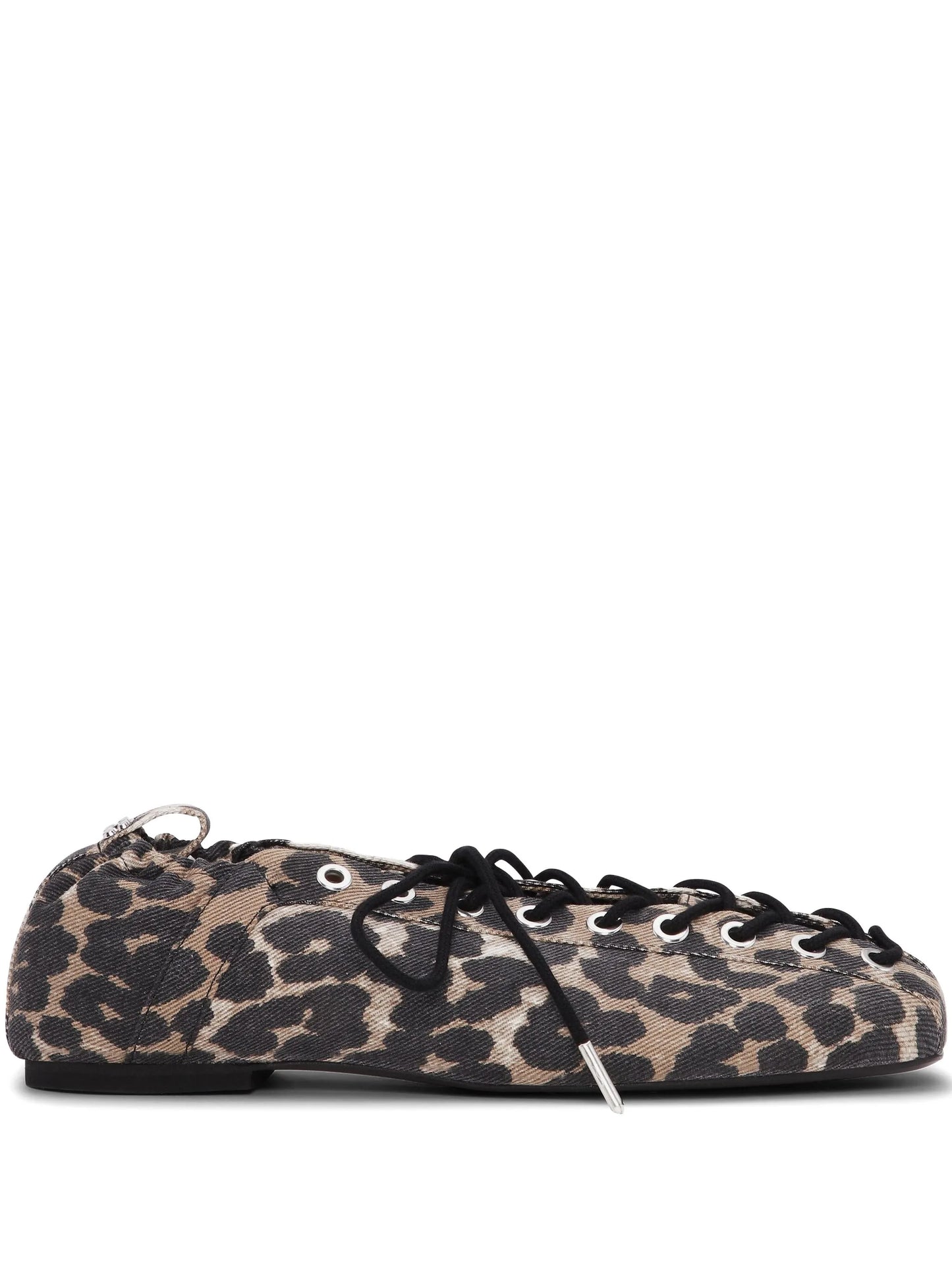 leopard-print denim ballet flats