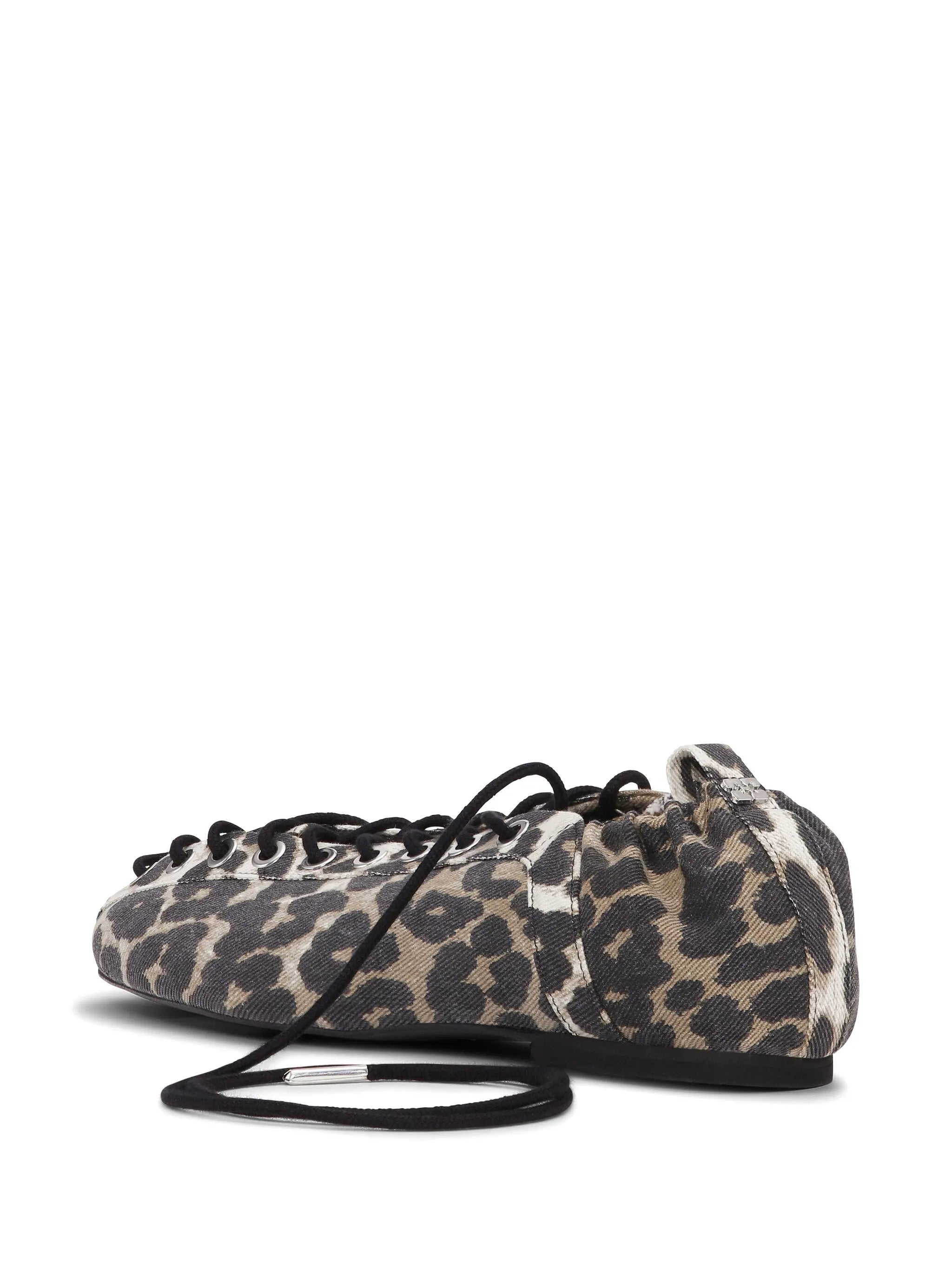 leopard-print lace-up ballet flats