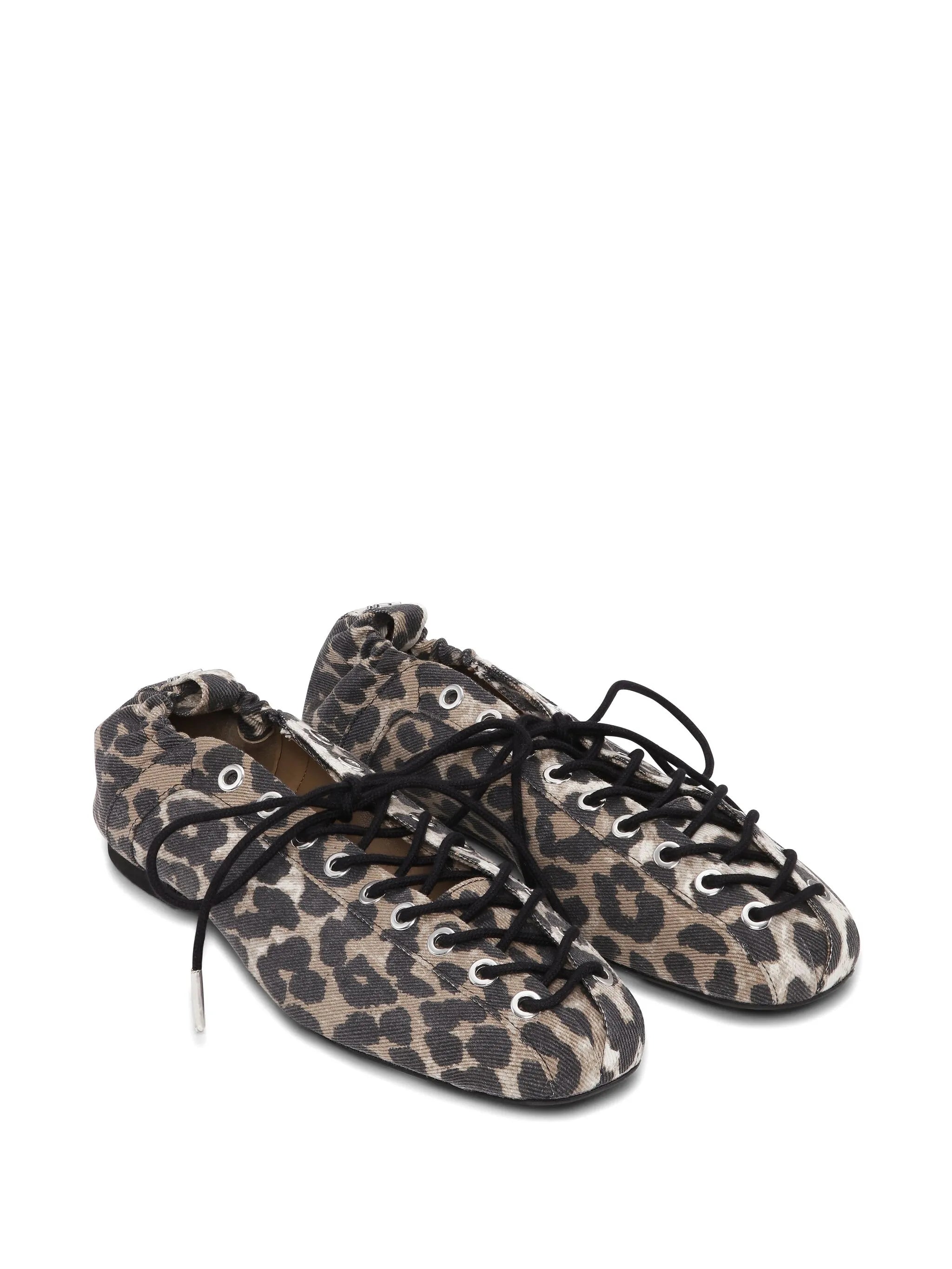 leopard-print denim ballet flats