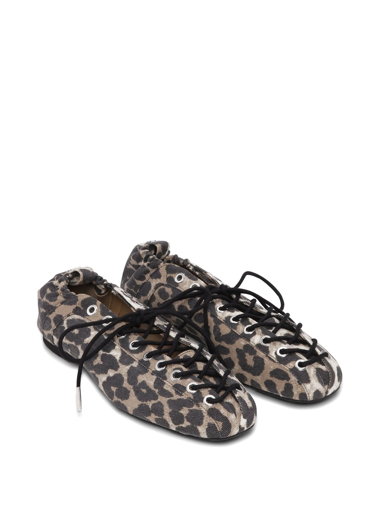 leopard-print denim ballet flats
