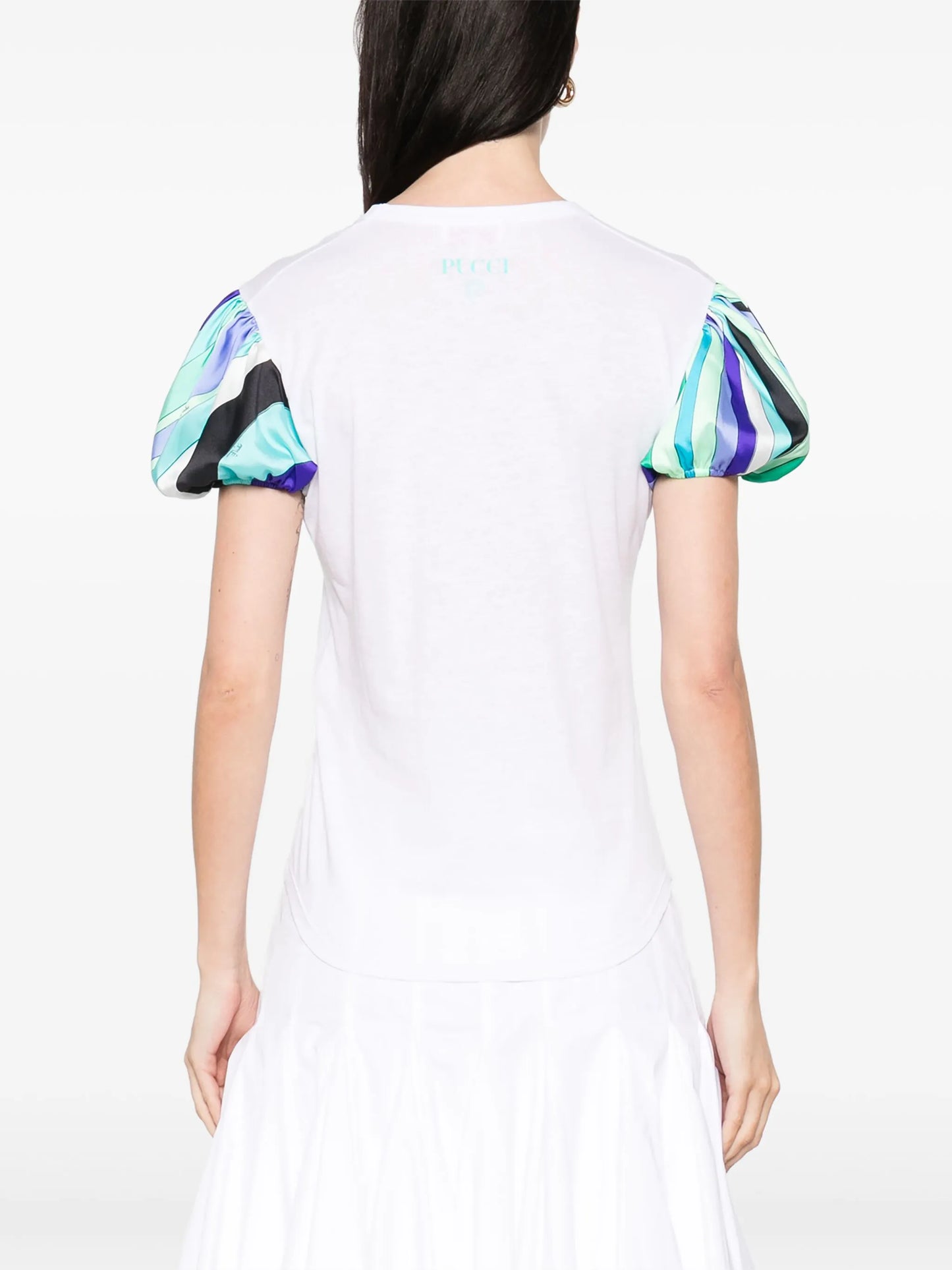 printed puff-sleeves T-shirt