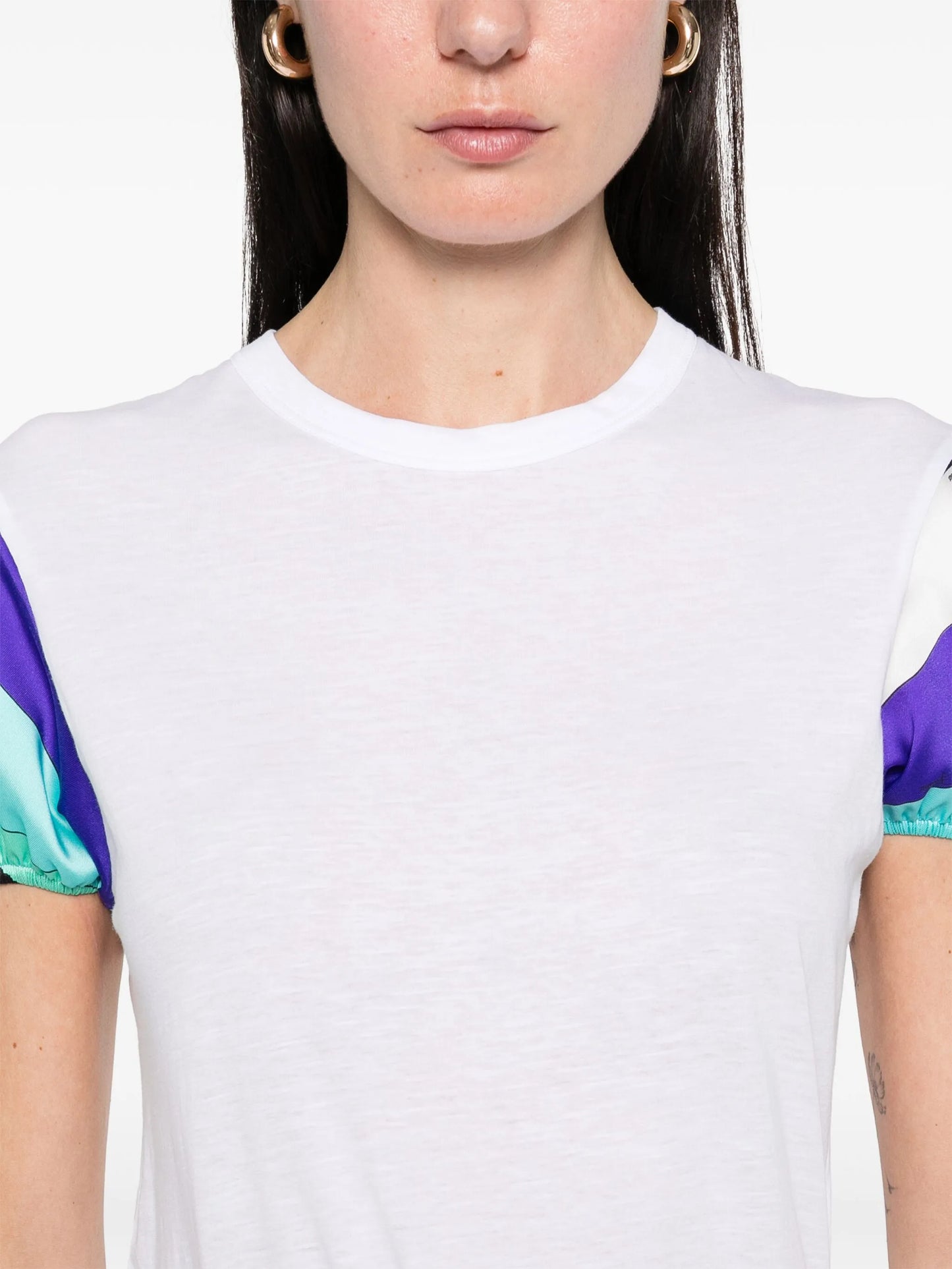 printed puff-sleeves T-shirt