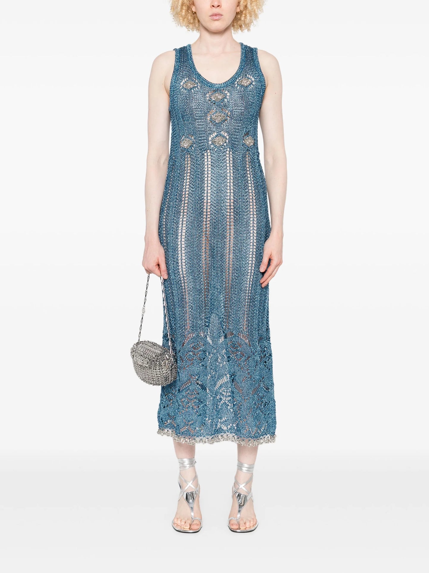 lurex-knit midi dress