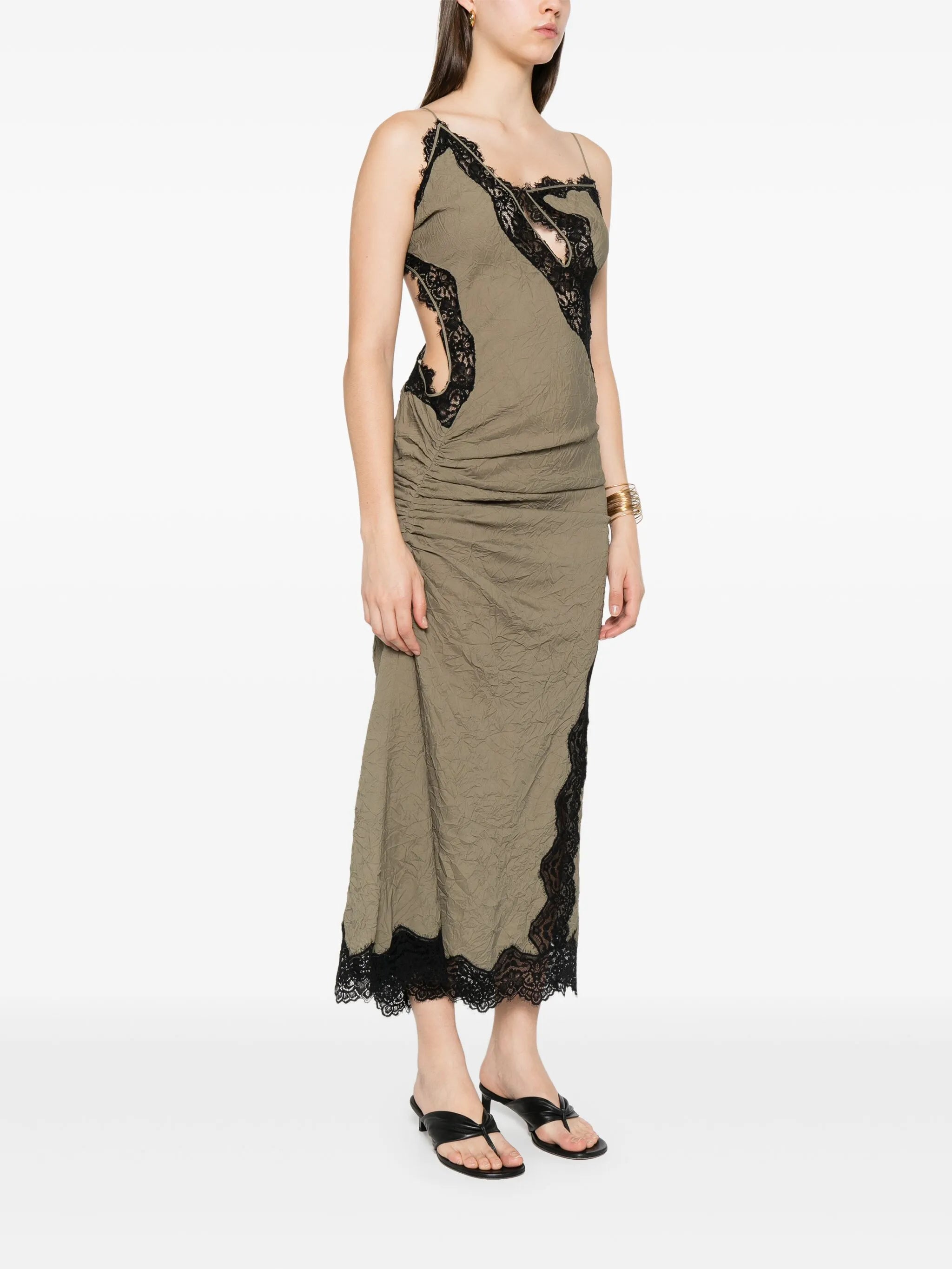 lace-detailing midi dress