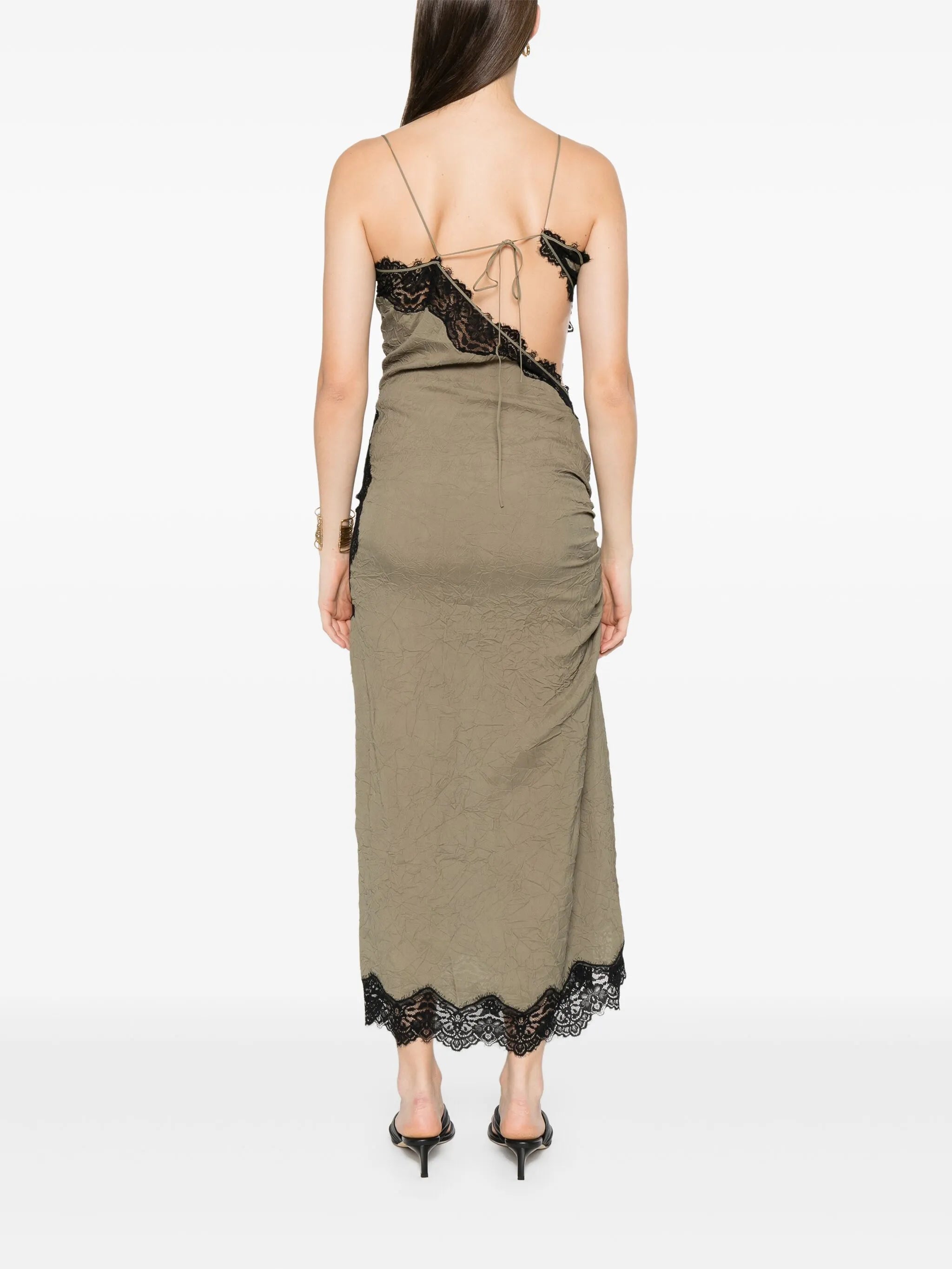 lace-detailing midi dress