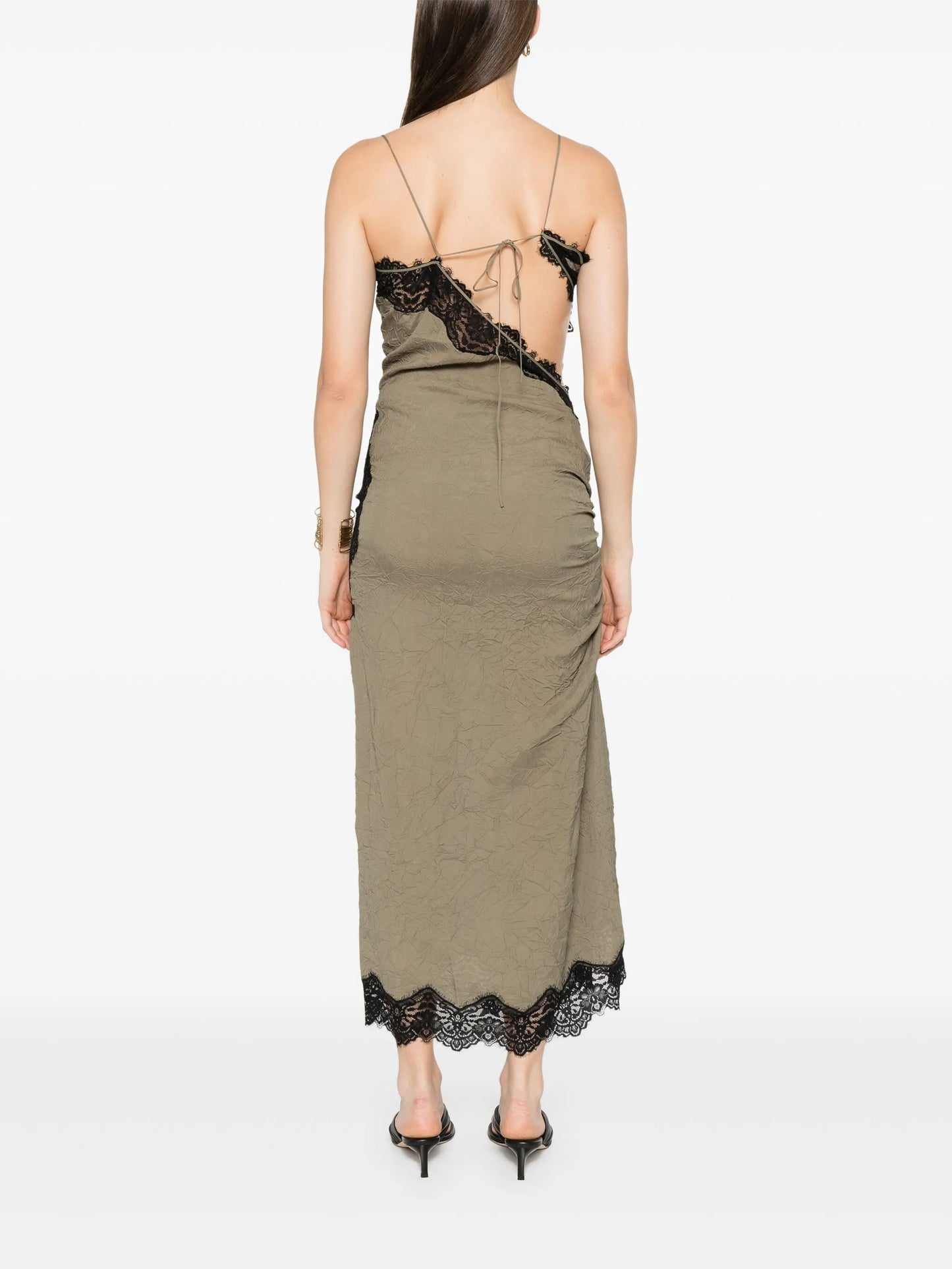 lace-detailing midi dress