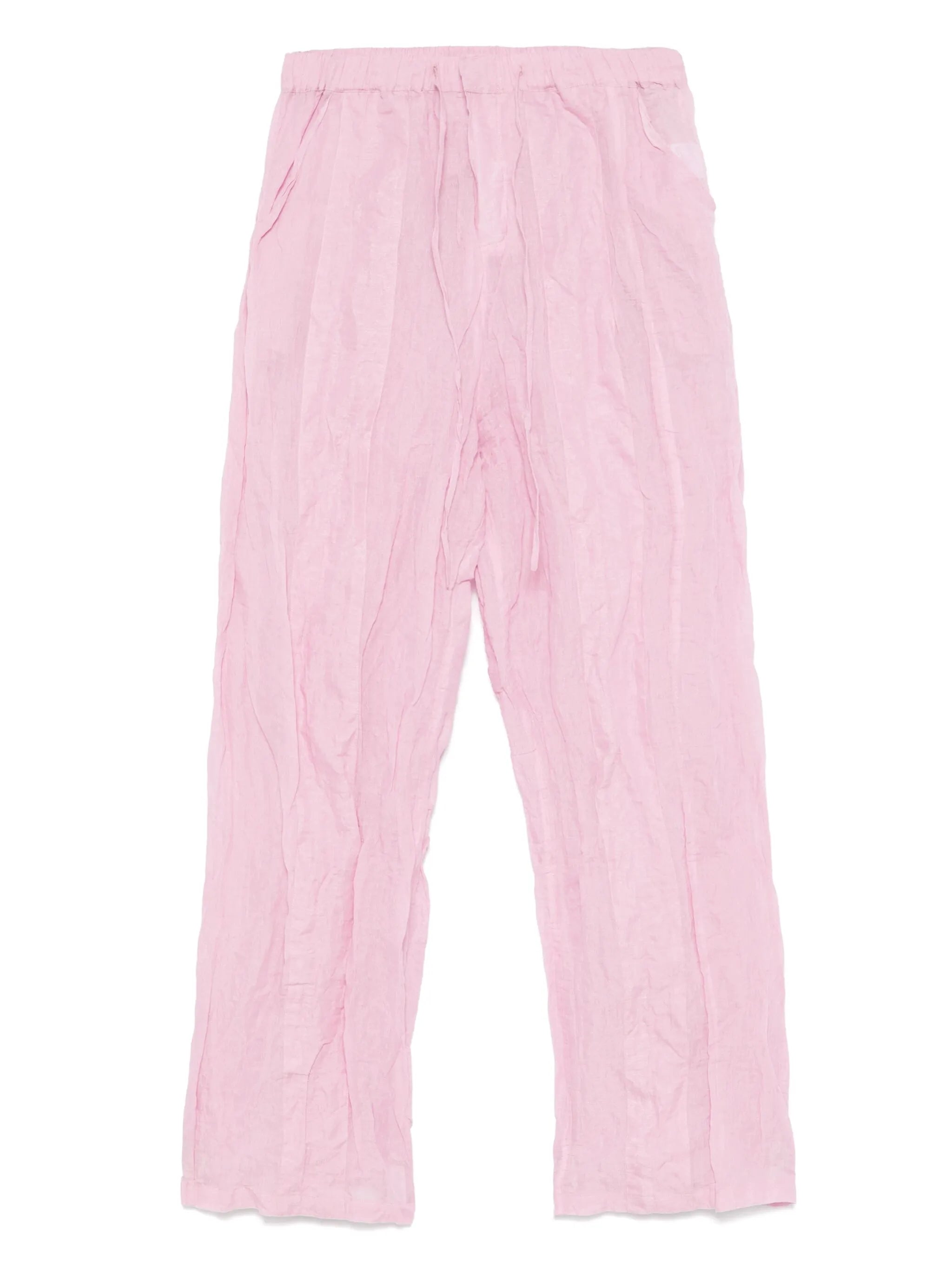 crushed multi-panelled trousers
