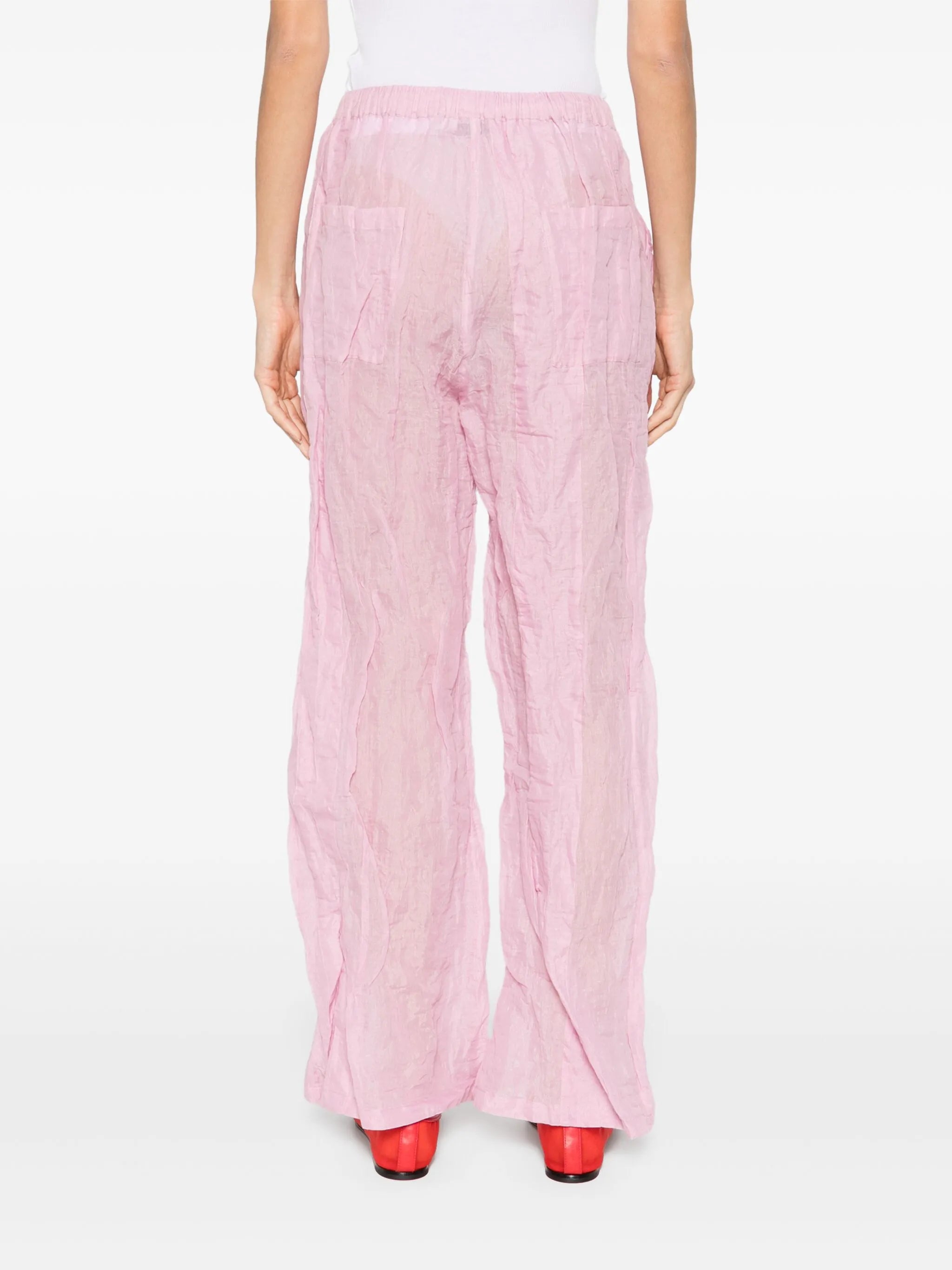 crushed multi-panelled trousers