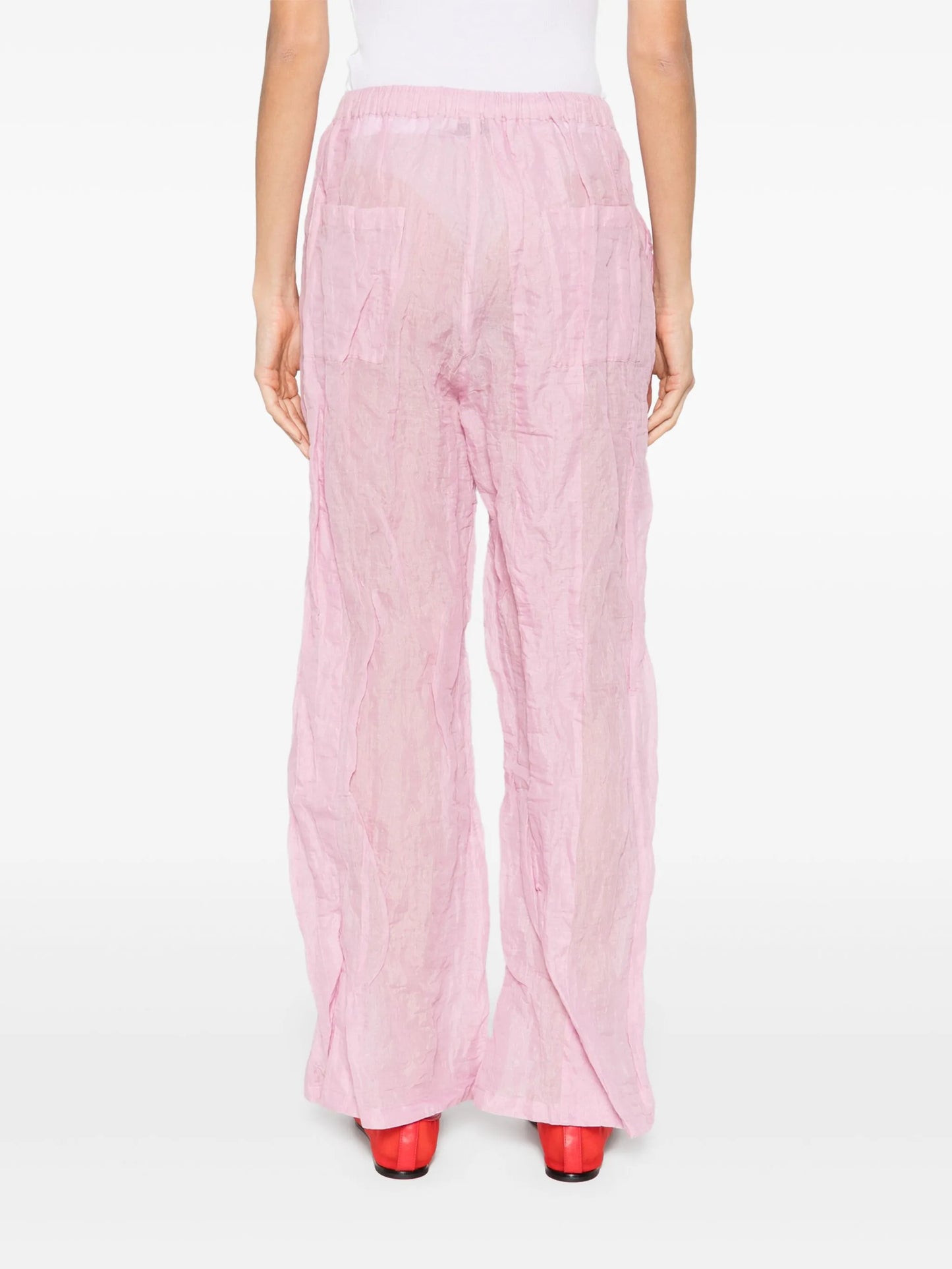 crushed multi-panelled trousers